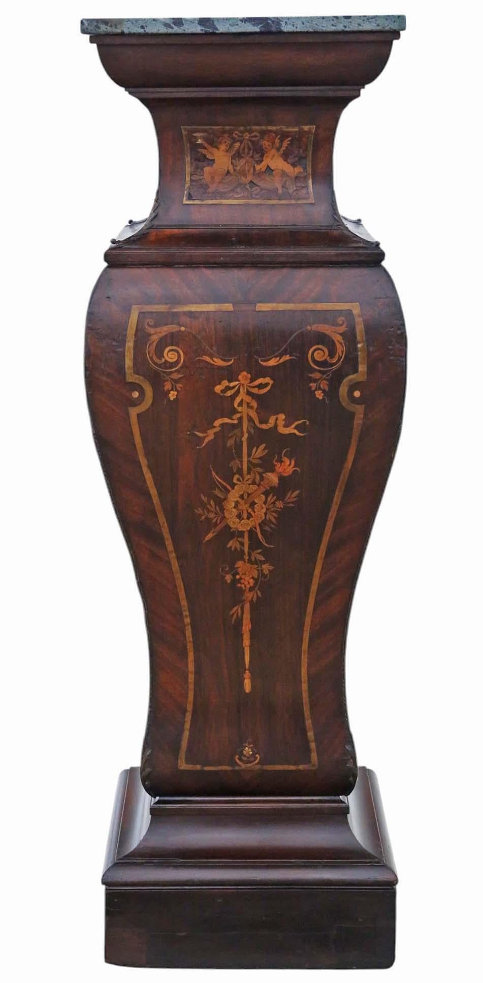 Paire de grandes tables de jardinière statue sur piédestal du 19ème siècle en vente 1