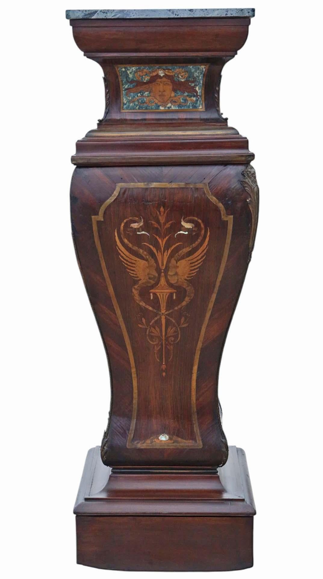 Paire de grandes tables de jardinière statue sur piédestal du 19ème siècle en vente 3