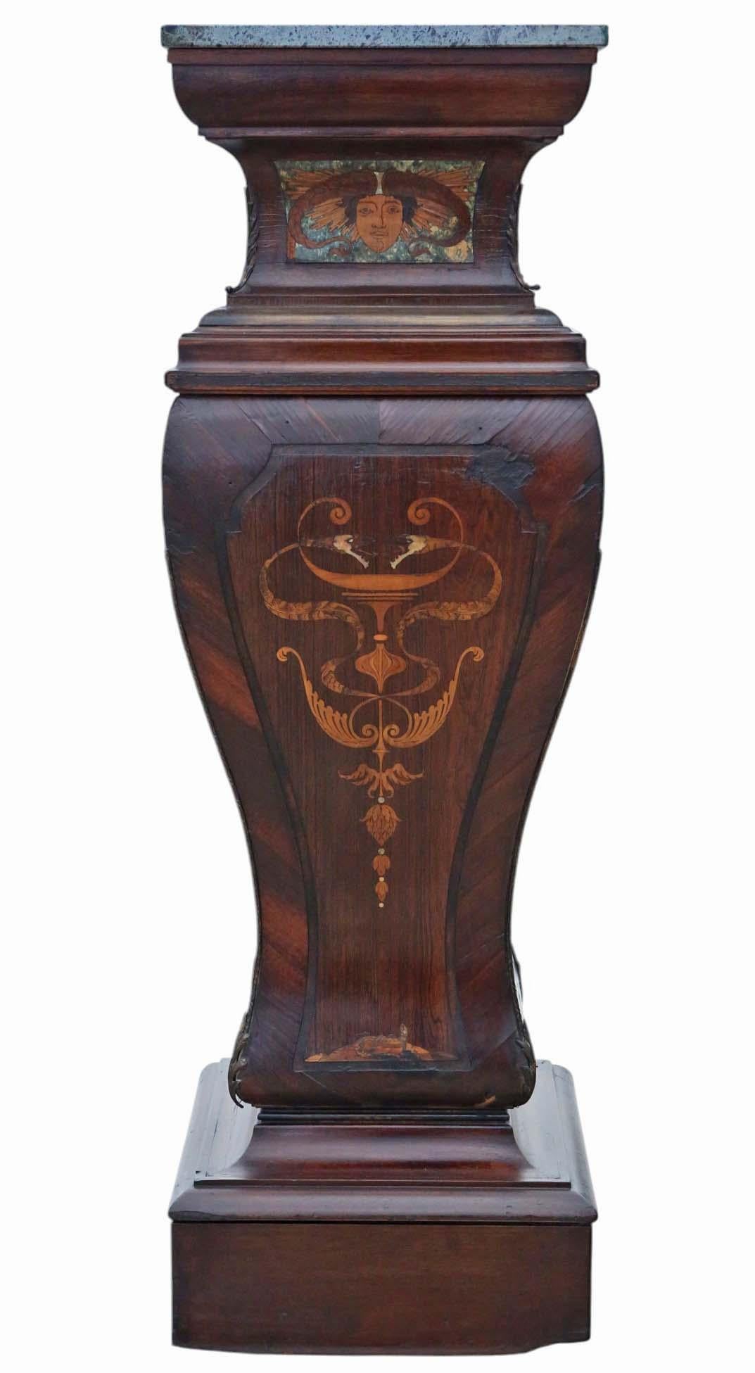 Paire de grandes tables de jardinière statue sur piédestal du 19ème siècle en vente 4