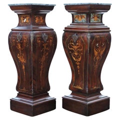 Antique Large Pair of 19th Century Jardiniere Statue Pedestal Stands Tables