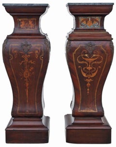 Antique Large Pair of 19th Century Neoclassical Jardiniere Statue Stands