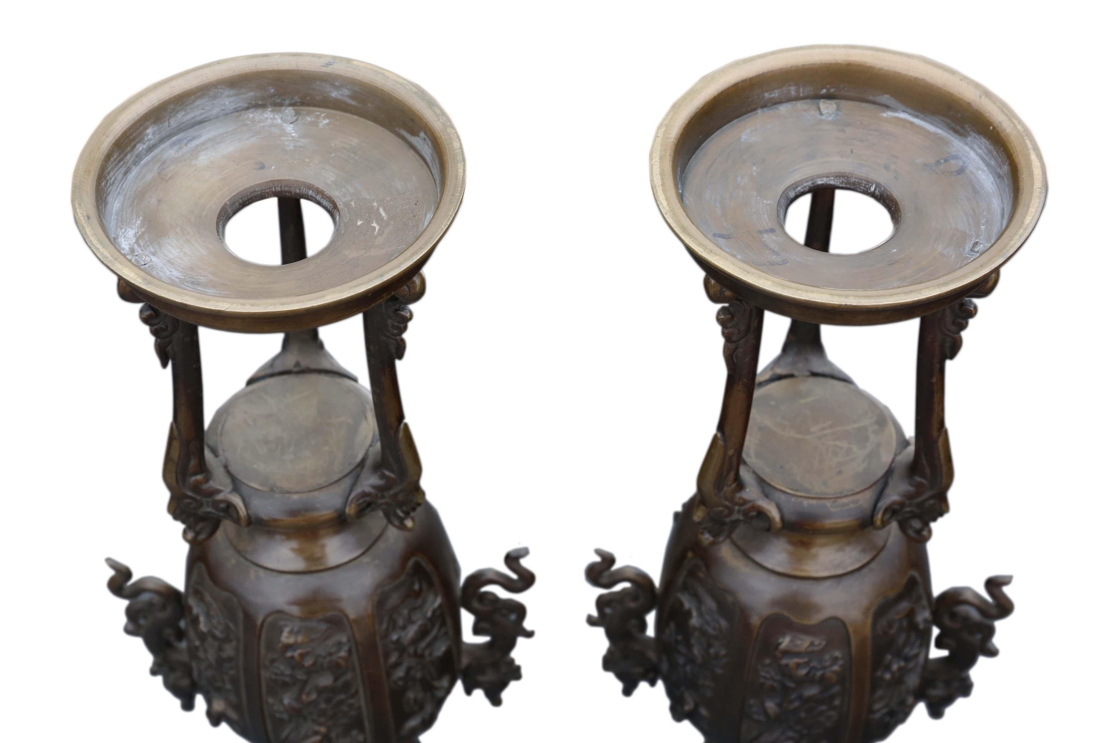 Antique Large Pair of Chinese Bronze Vases, 19th Century 2