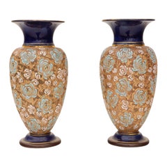 Antique Large Pair of Royal Doulton Slater Vases Art Nouveau