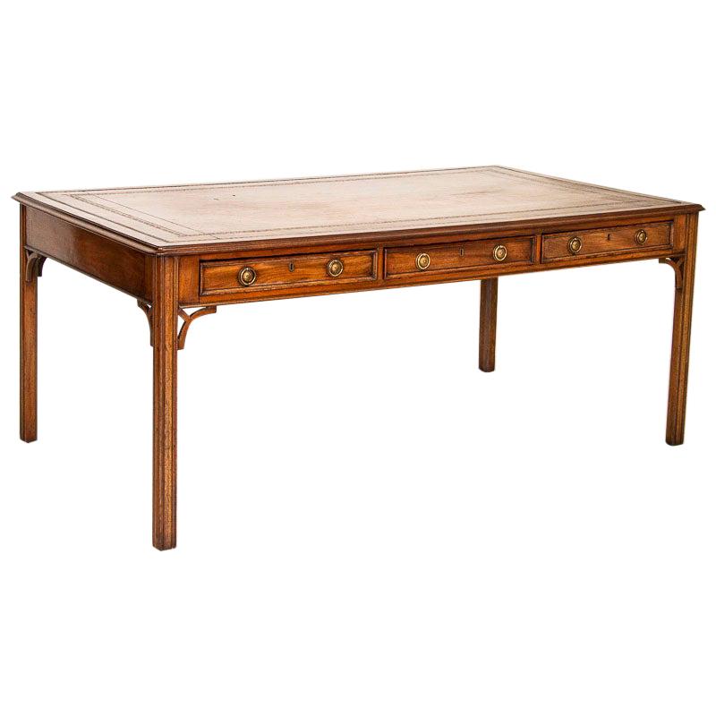 Antique Large Partners Desk Leather Top Writing Desk from England at