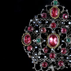 Antique  Large Paste Stone Enamel Pendant Silver,