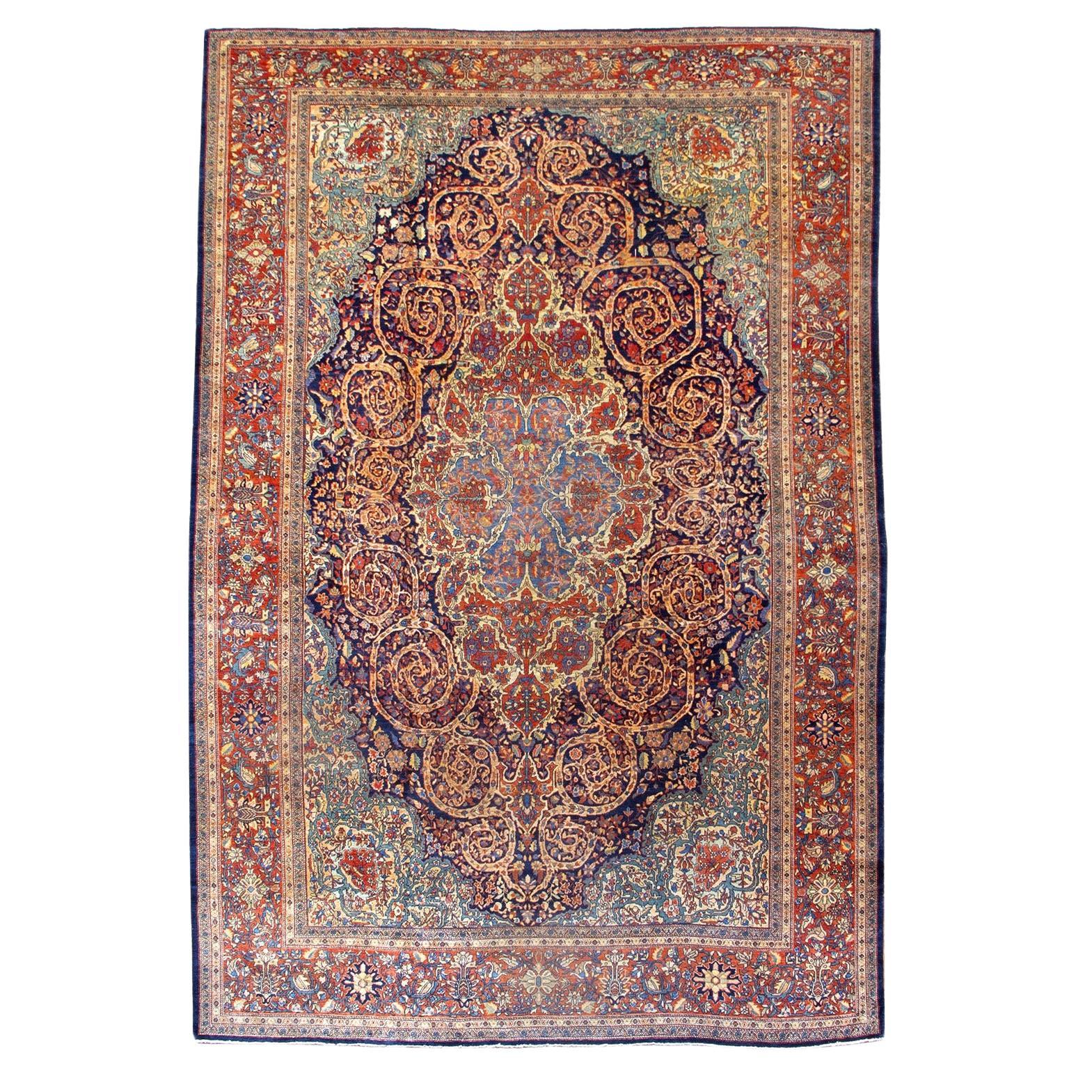 Antique Large Persian Fereghan Sarouk Rug, 19th Century