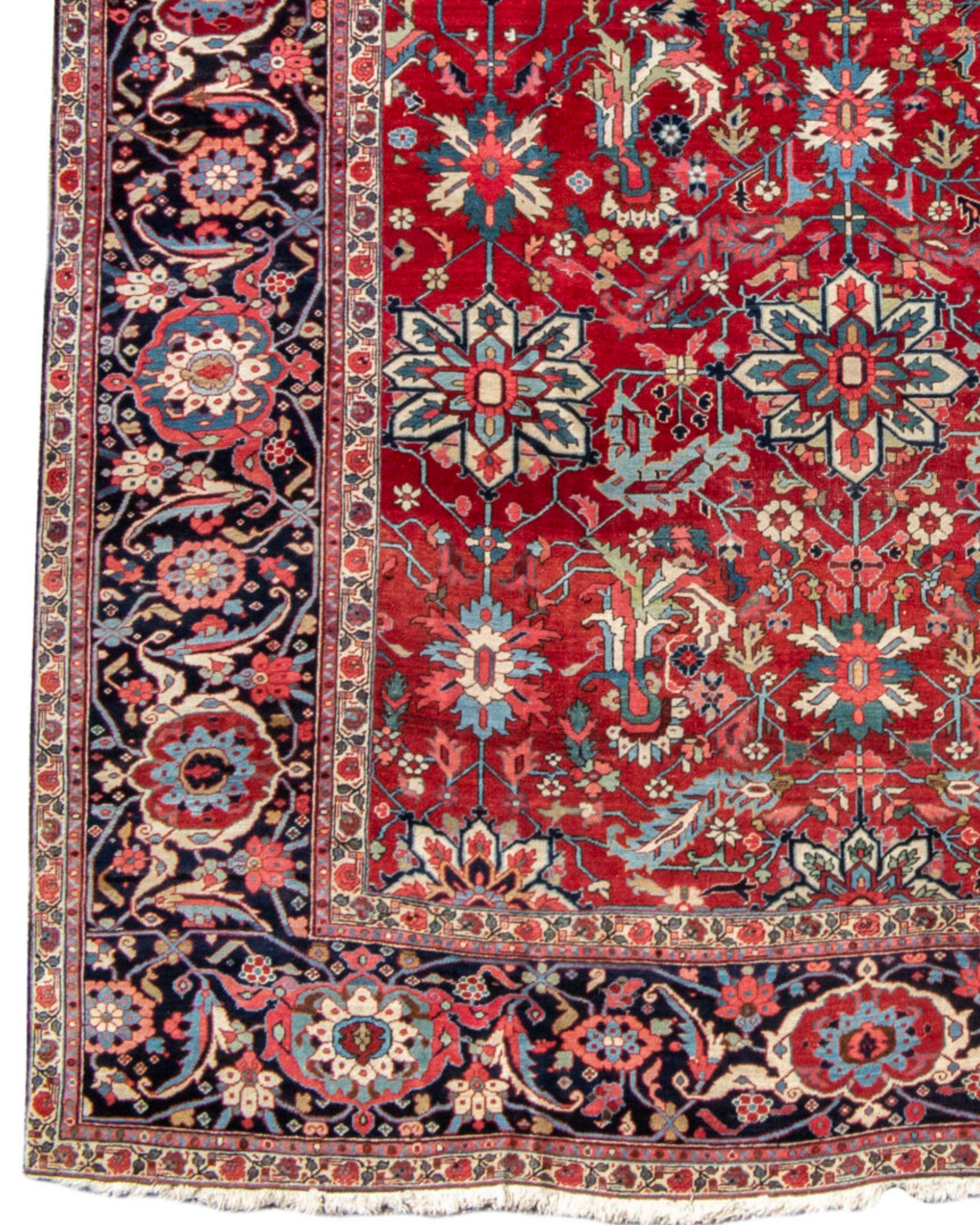 Antique Large Persian Heriz Carpet, Late 19th Century In Excellent Condition For Sale In San Francisco, CA