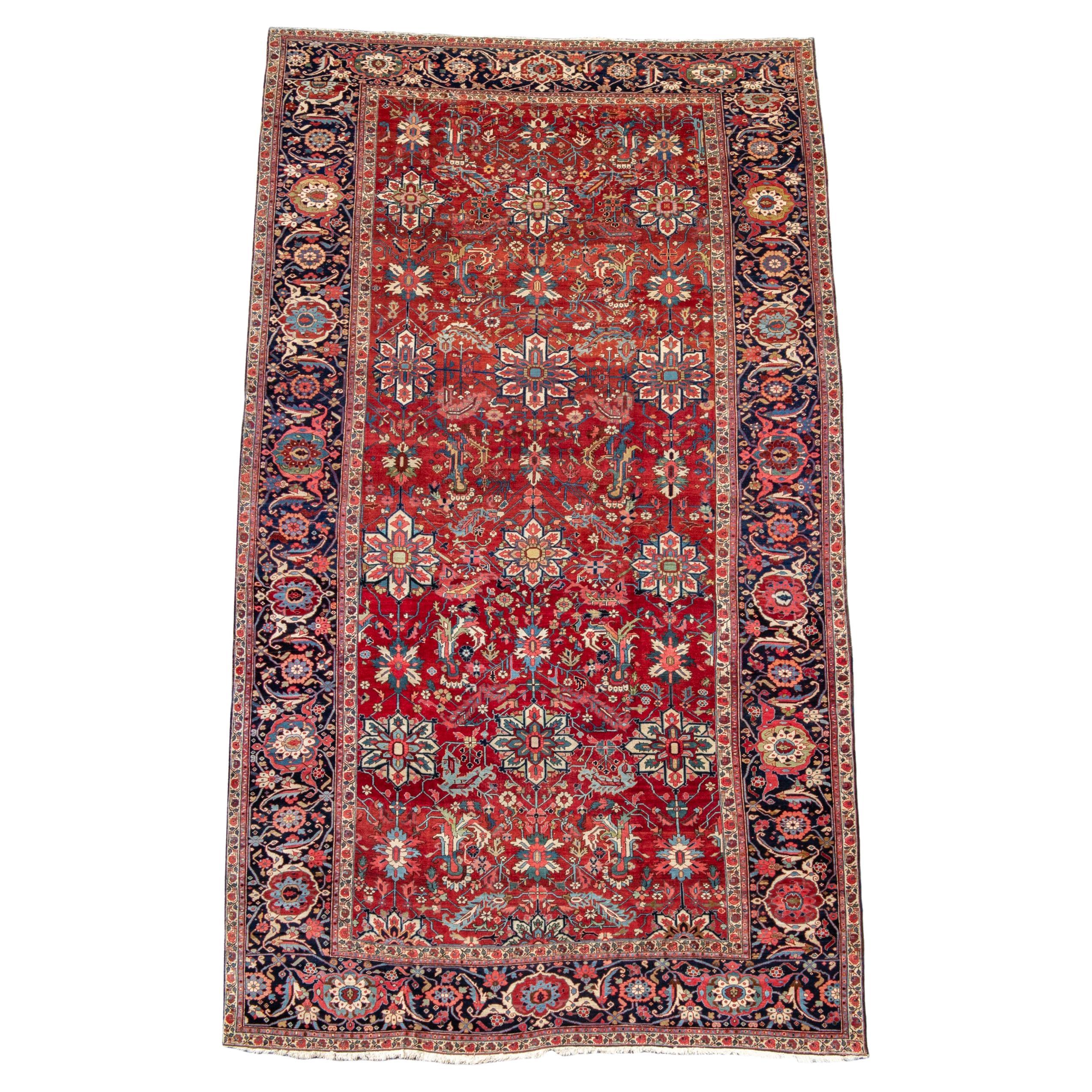 Antique Large Persian Heriz Carpet, Late 19th Century For Sale