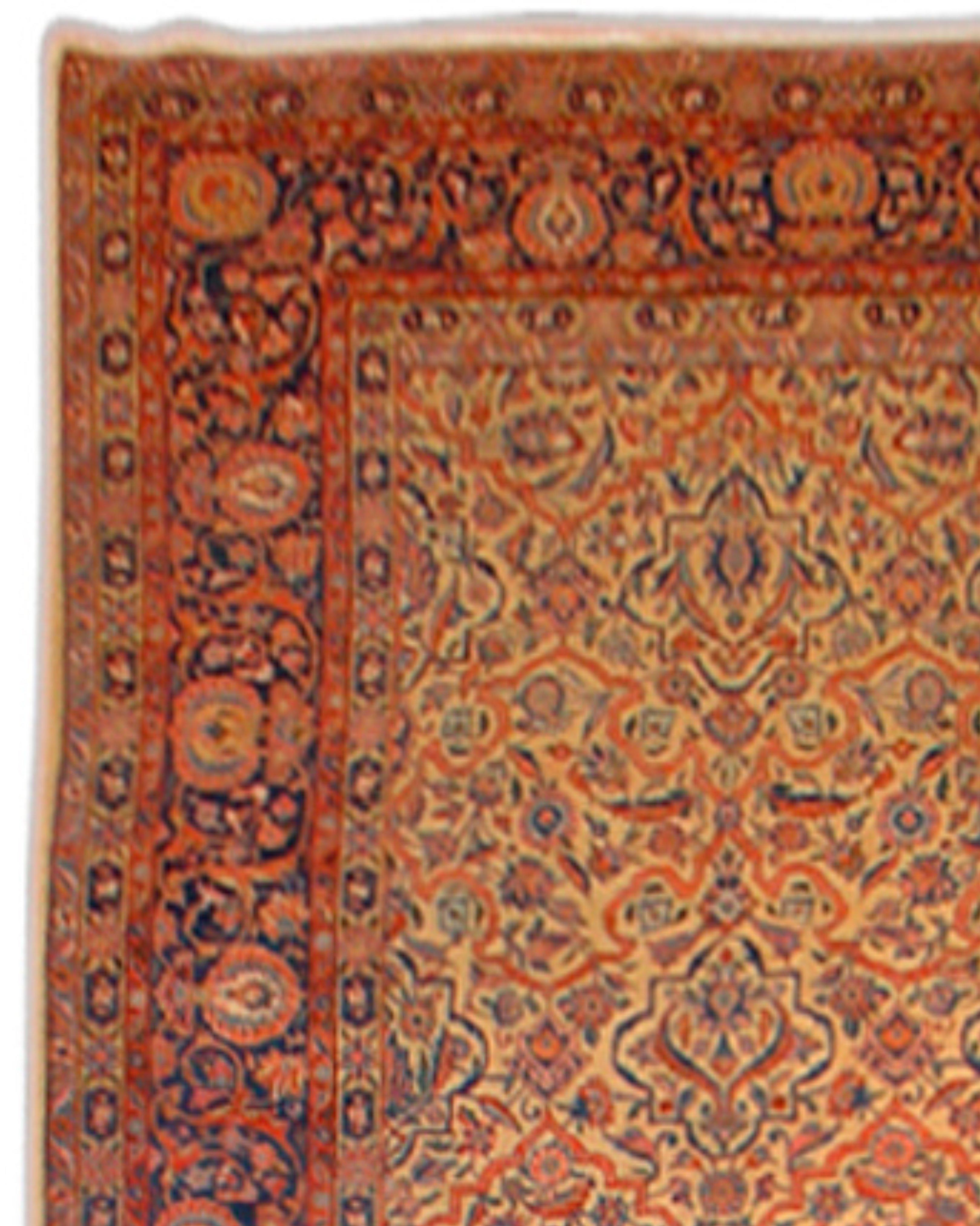 Hand-Knotted Antique Large Persian Kashan Rug, Early 20th Century For Sale
