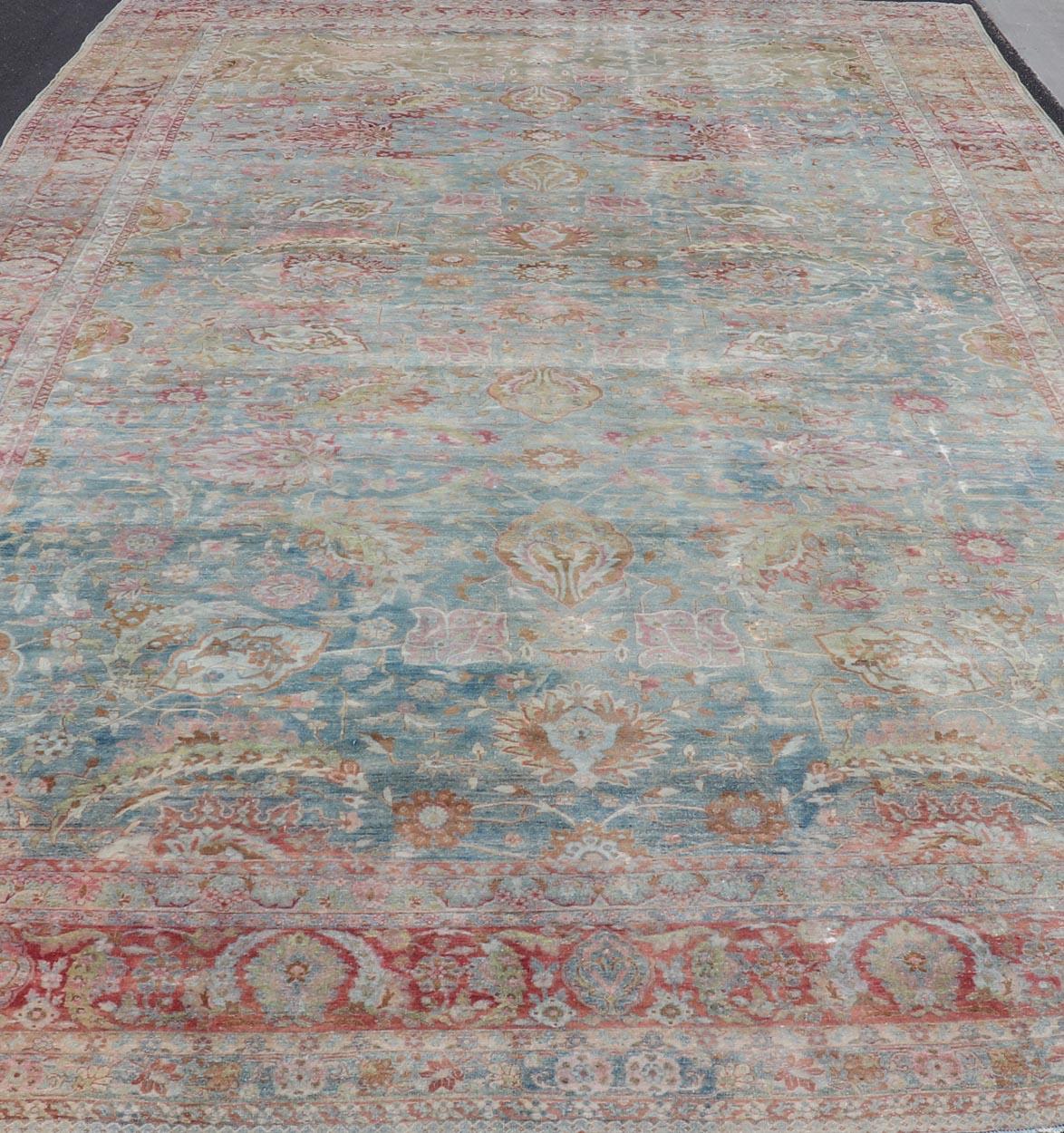 Antique Large Persian Kerman Rug with Soft Floral All-Over Design 10'7 x 19'5 For Sale 6