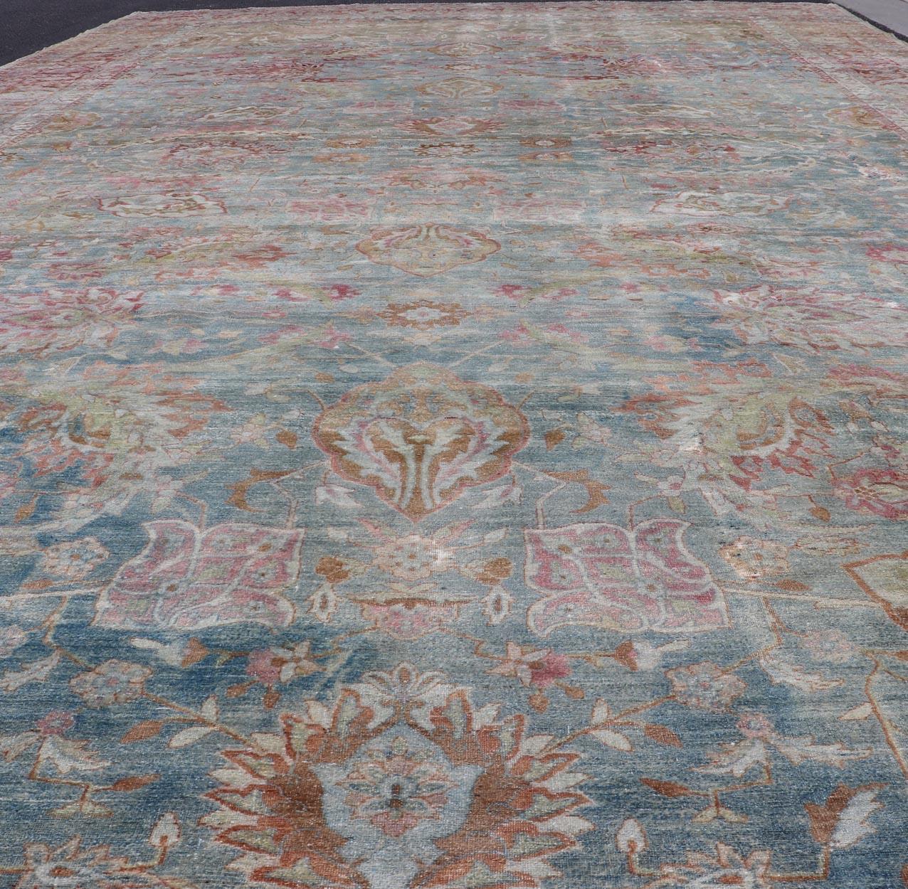 Antique Large Persian Kerman Rug with Soft Floral All-Over Design 10'7 x 19'5 For Sale 8