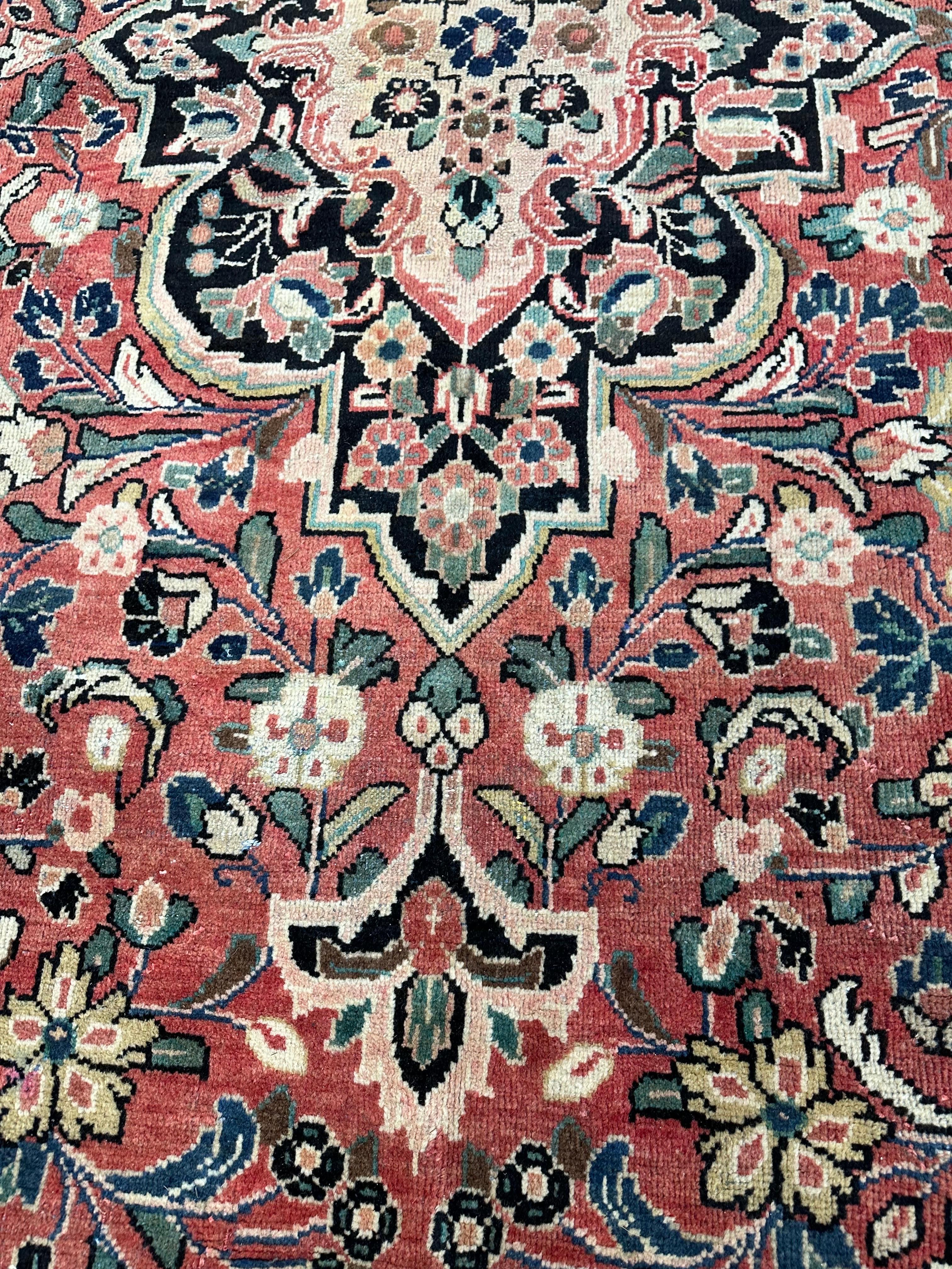Antico grande tappeto persiano con disegno Mahal in lana e cotone, inizio XX secolo In condizioni buone in vendita a Savannah, GA