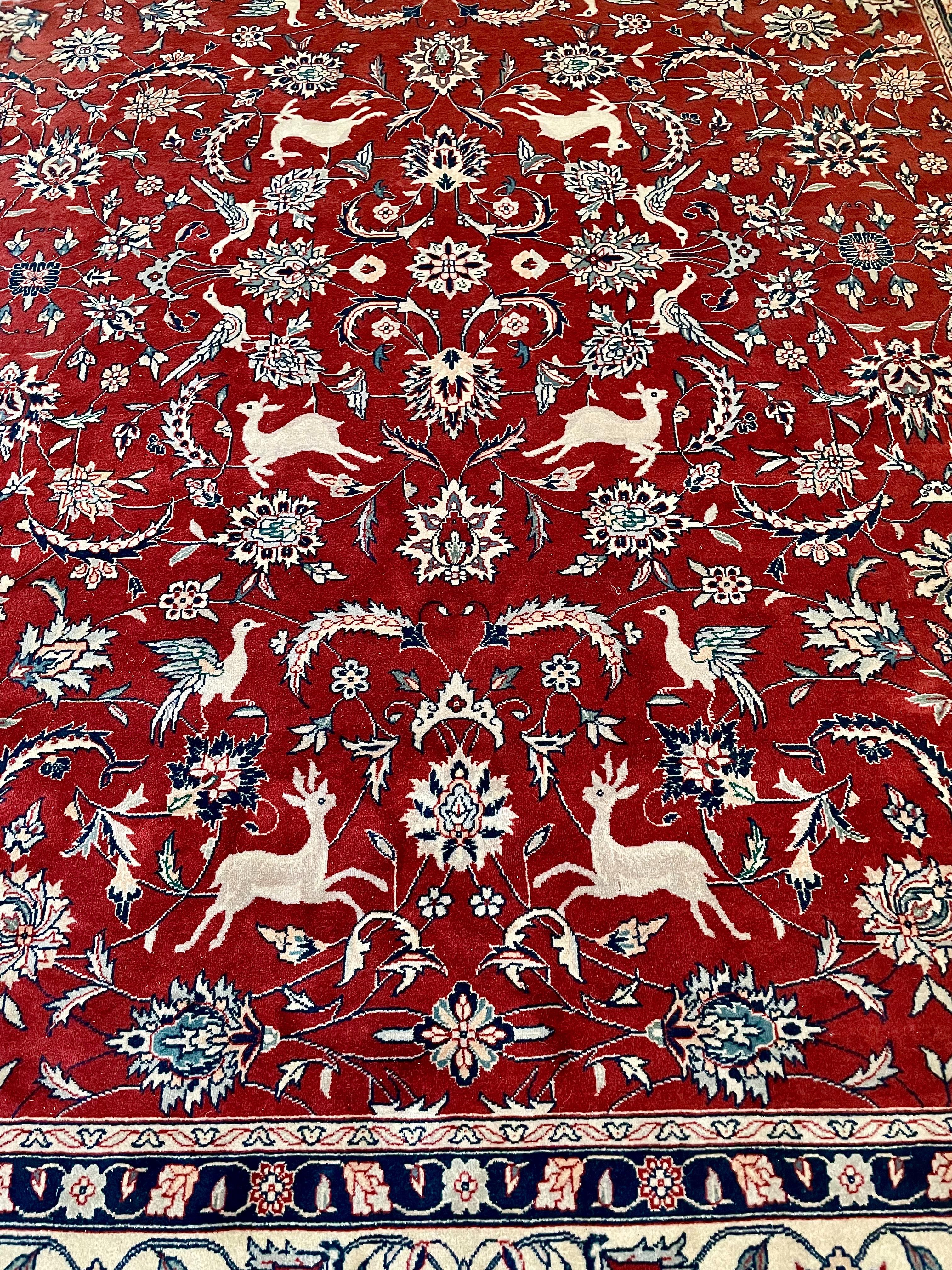 Antique Large Persian Pure Wool Rug In Good Condition For Sale In LA CIOTAT, FR