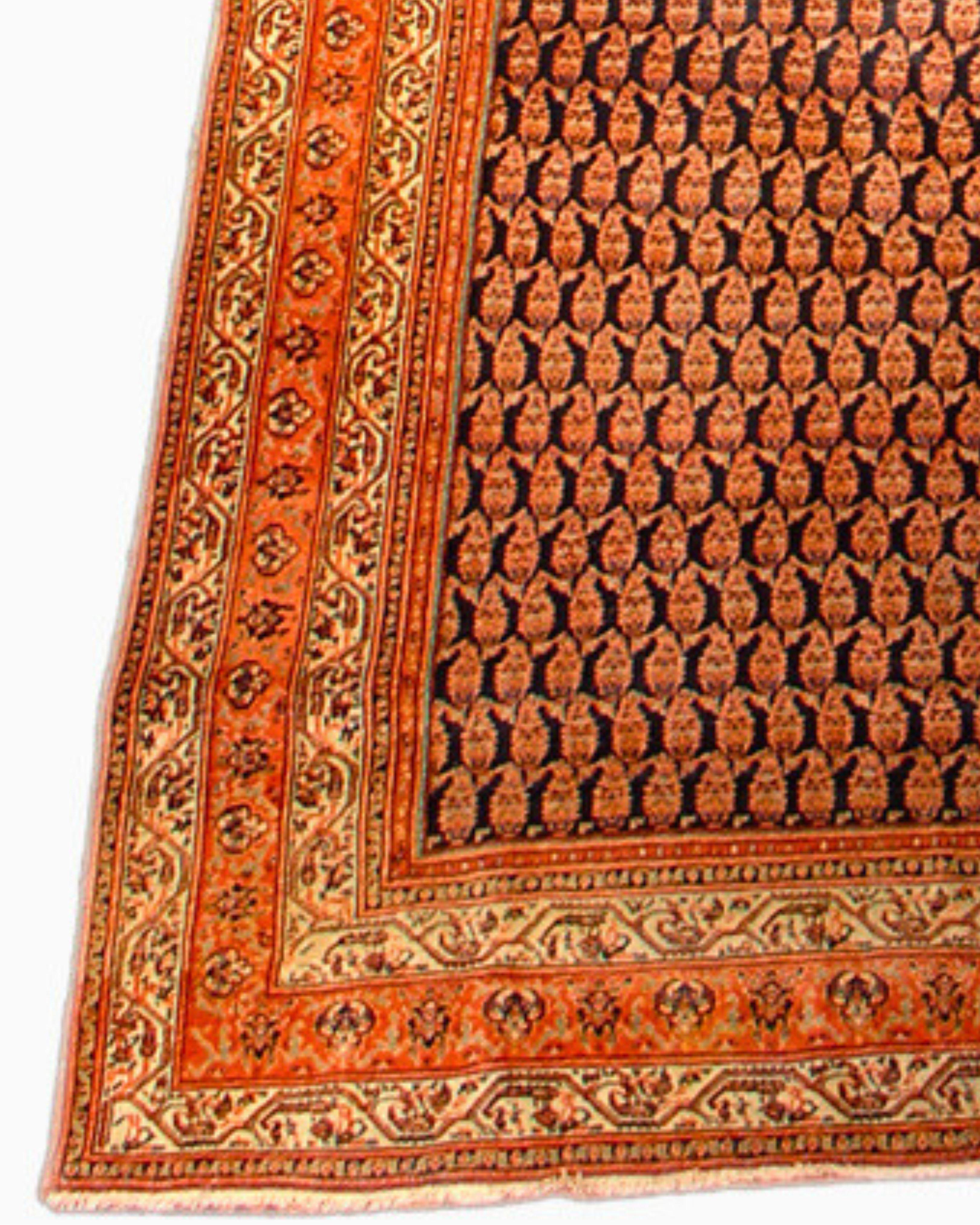 Noué à la main Grand tapis persan ancien Serebend, 19ème siècle en vente