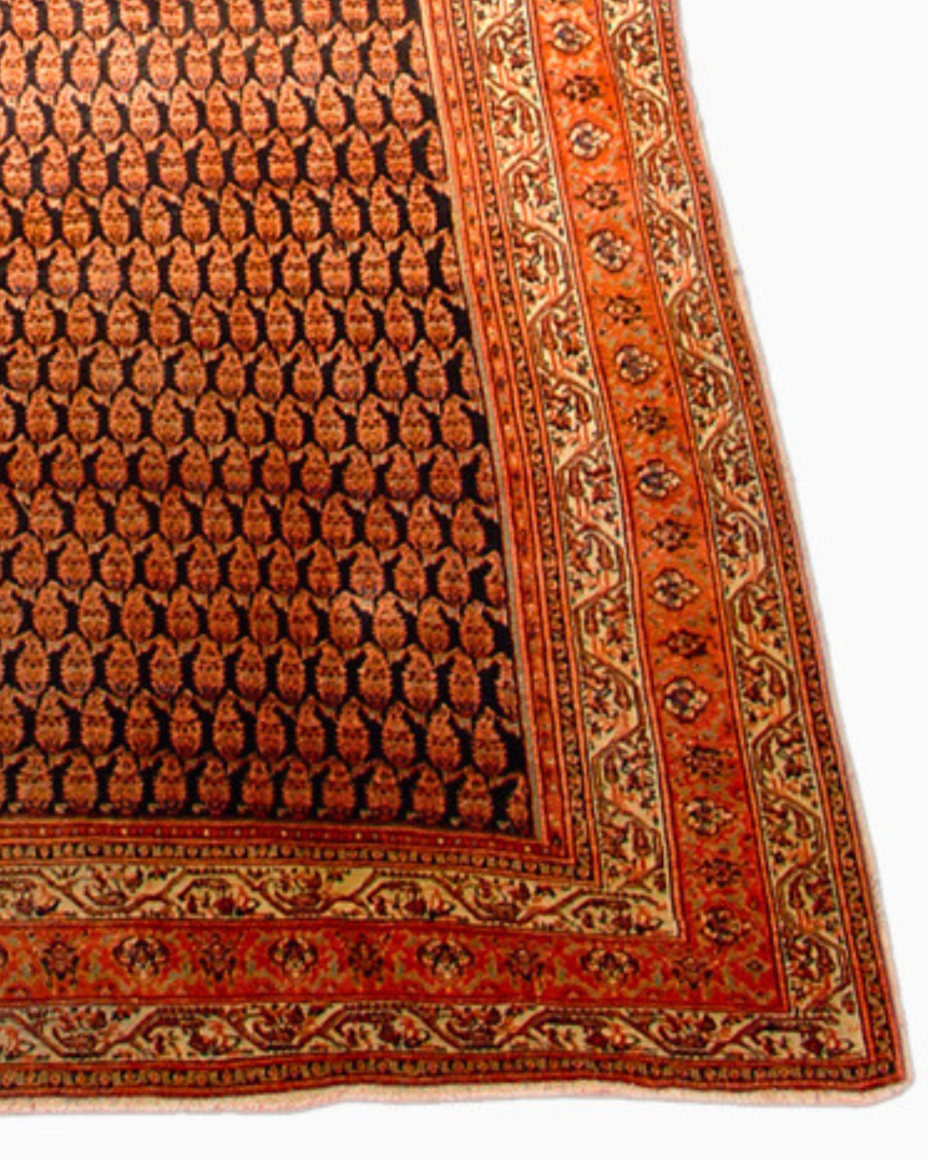 Wool Antique Large Persian Serebend Rug, 19th Century For Sale