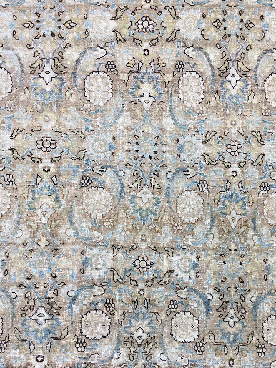 Tappeto antico Tabriz persiano di grandi dimensioni Blu Oro Verde Rosa Marrone Tan Lavanda in vendita 1