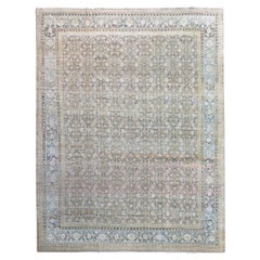 Antiquities Large Persian Tabriz Rug Blue Gold Green Pink Brown Tan Lavender