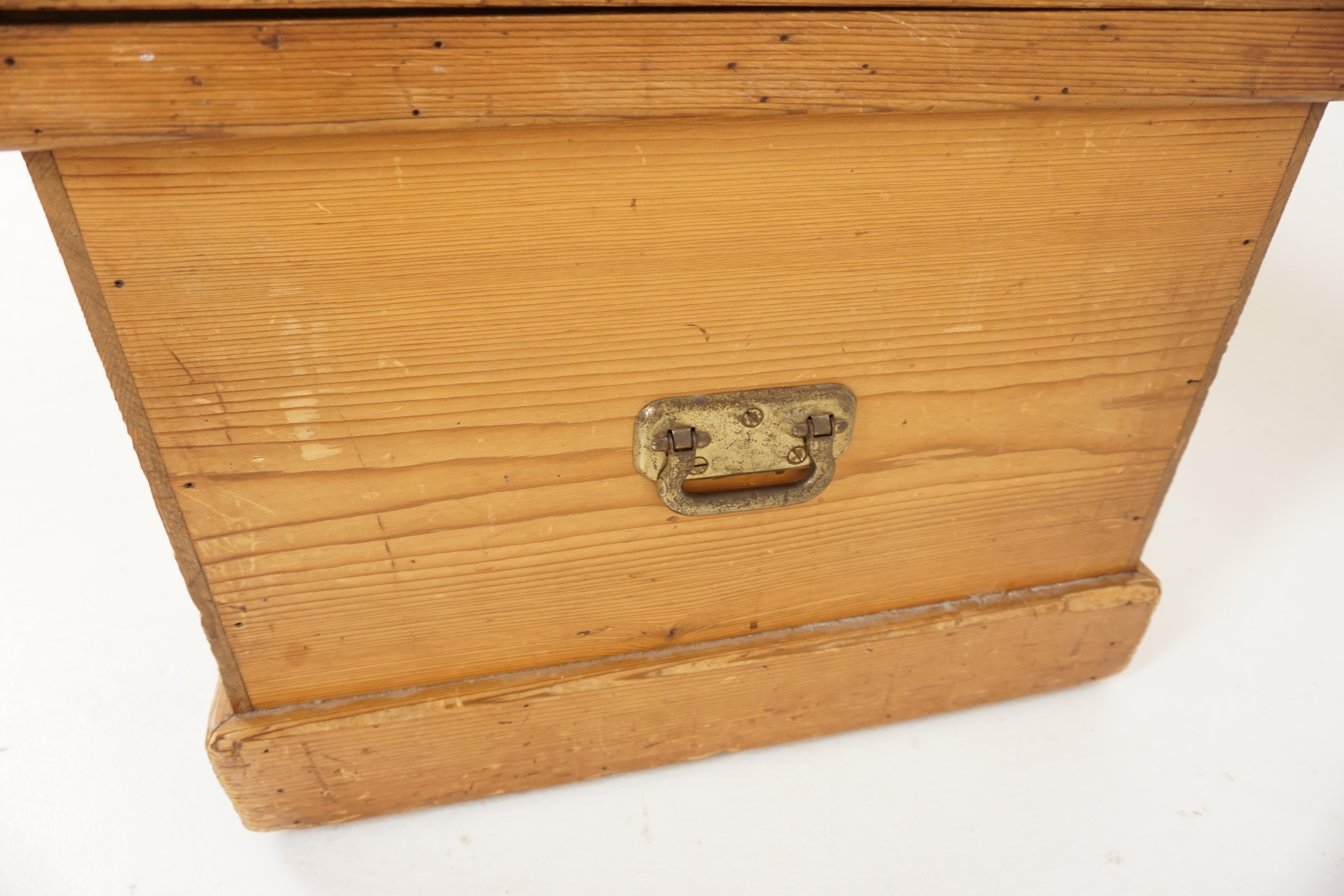 Hand-Crafted Antique Large Pine Blanket Box, Trunk, Chest, Scotland, 1910, BJF