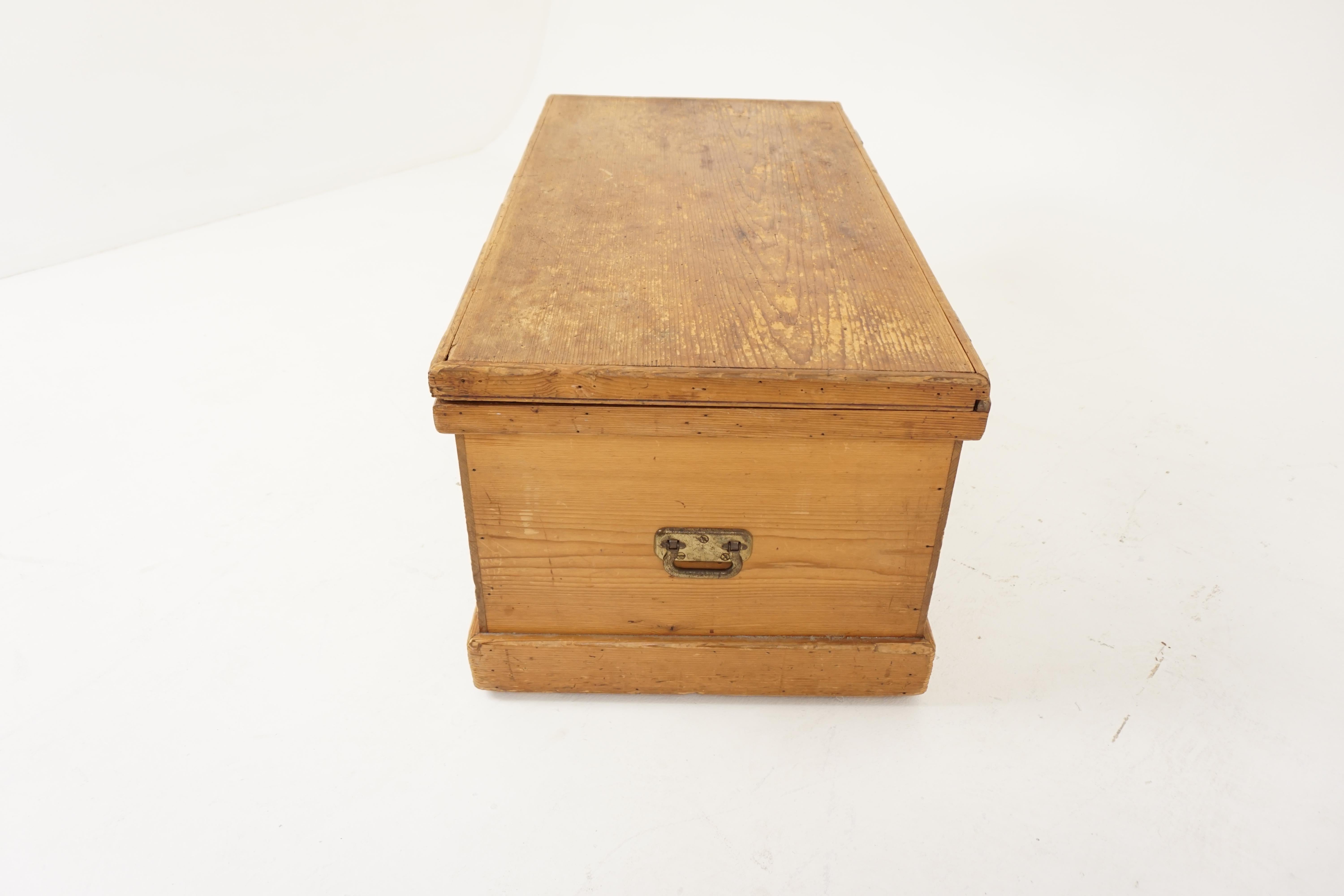 Early 20th Century Antique Large Pine Blanket Box, Trunk, Chest, Scotland, 1910, BJF