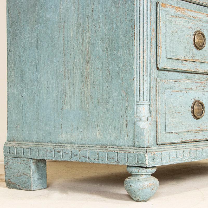 Antique Large Pine Blue Pained Chest of Drawers from Denmark 4