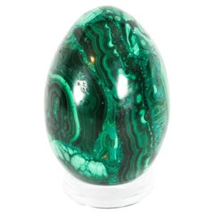 Antique Large Polished Malachite Egg Circa 20th Century