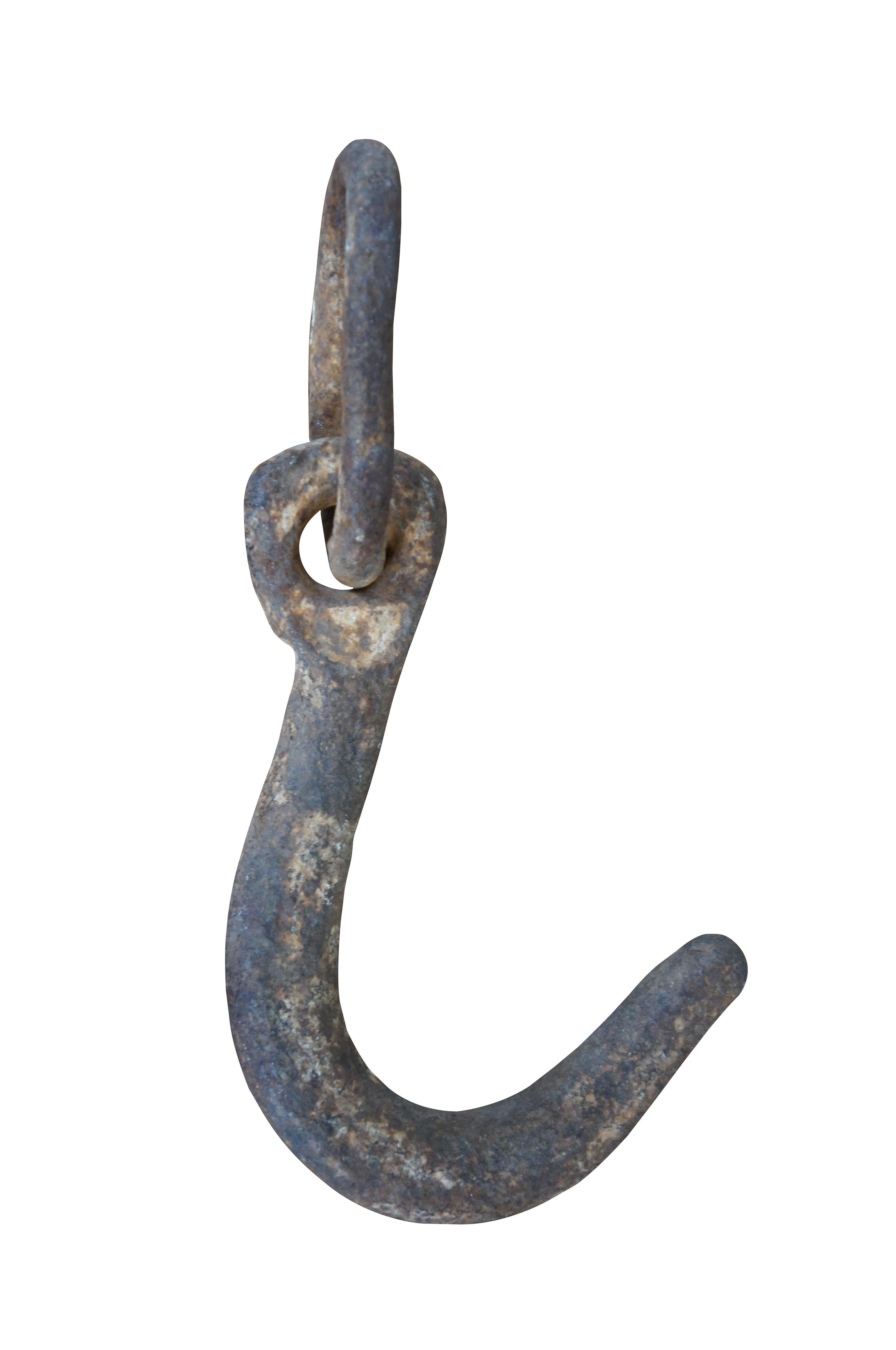 Antique cast iron hook and loop. Standard industrial design.

Dimensions:
4.5