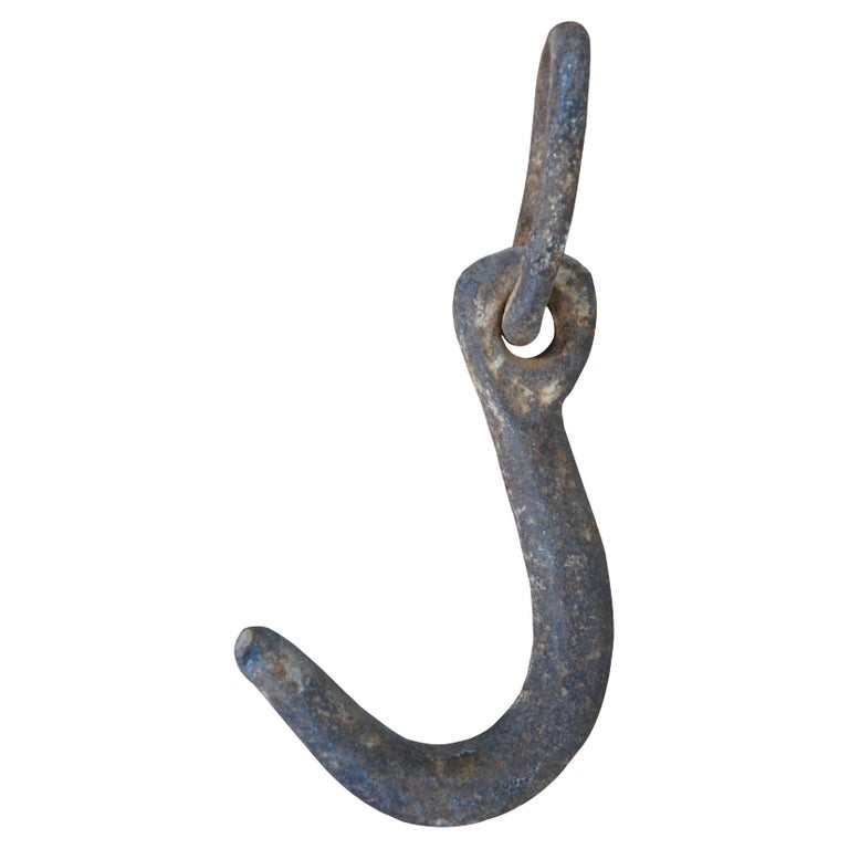 Antique Large Primitive Industrial Cast Iron Boat Farmhouse Barn Hook 9  For Sale at 1stDibs