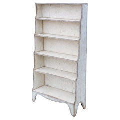 Antique Large Quality C1900 Painted Oak Waterfall Bookcase with Shelves