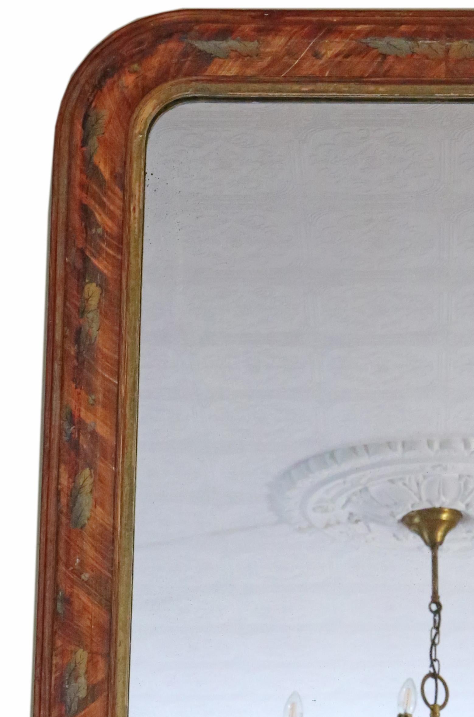 Antique Large Quality Decorated Wall or Overmantle Mirror, 19th Century In Good Condition For Sale In Wisbech, Cambridgeshire