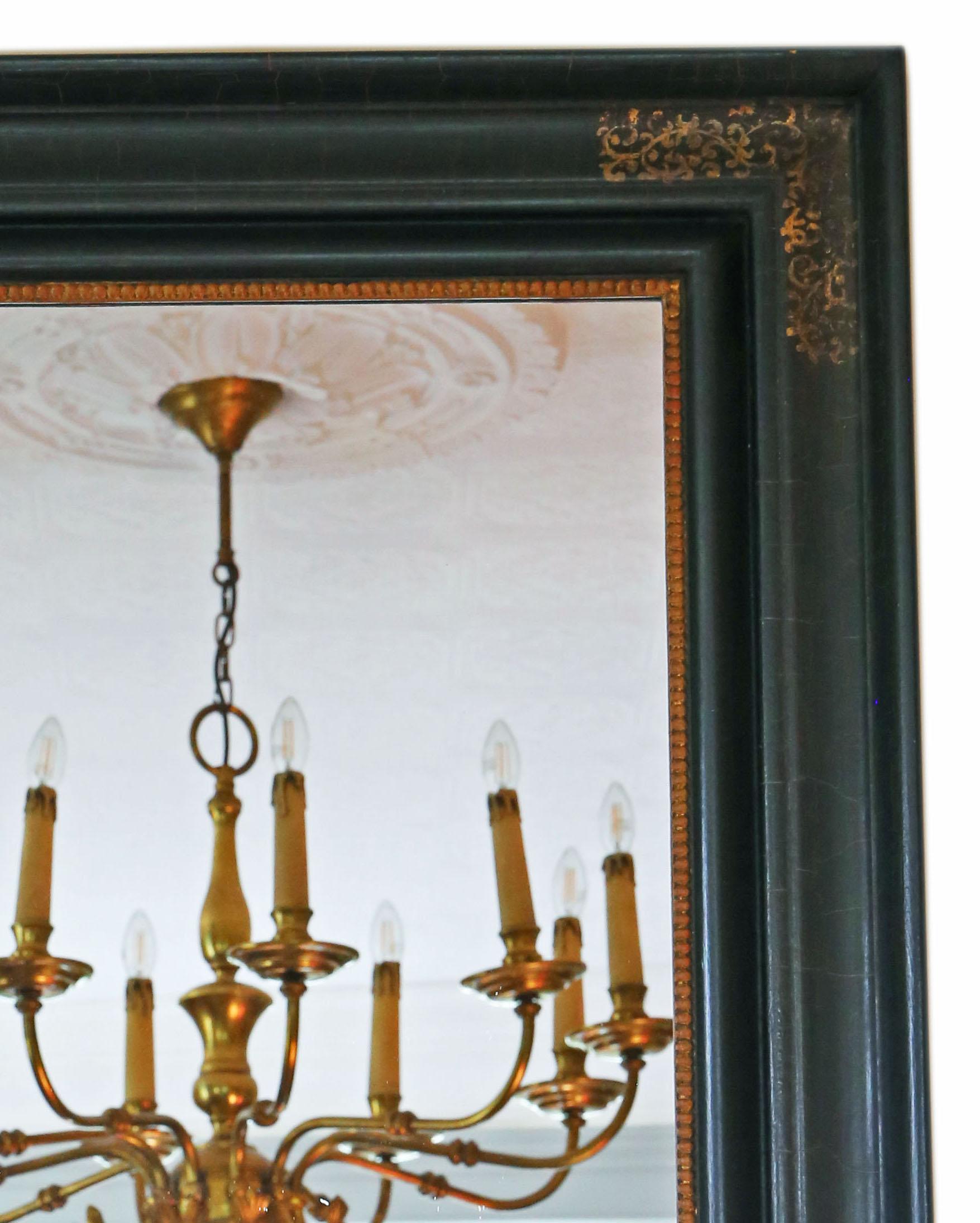 Early 20th Century Antique Large Quality Decorative Ebonized and Gilt Overmantle Wall Mirror, C1900 For Sale