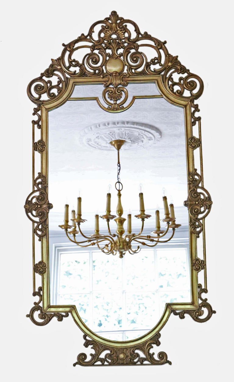 Antique Large Quality Early 20th Century Brass Ormolu Overmantel Wall