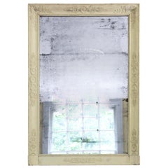 Antique Mirror da parete dipinto in Francia di grandi dimensioni del XIX secolo