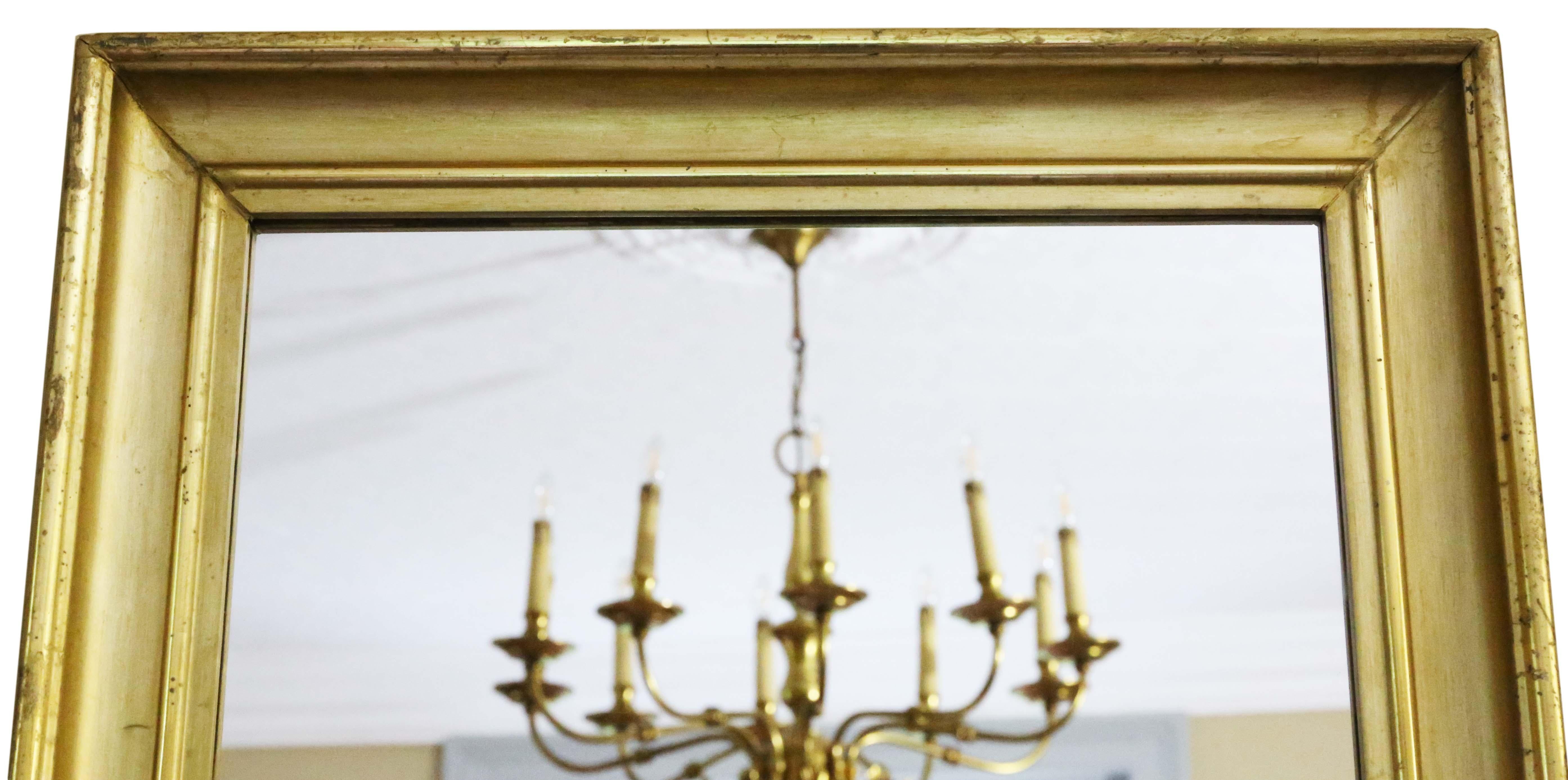 Antique large quality gilt C1900 overmantle wall mirror In Good Condition For Sale In Wisbech, Cambridgeshire