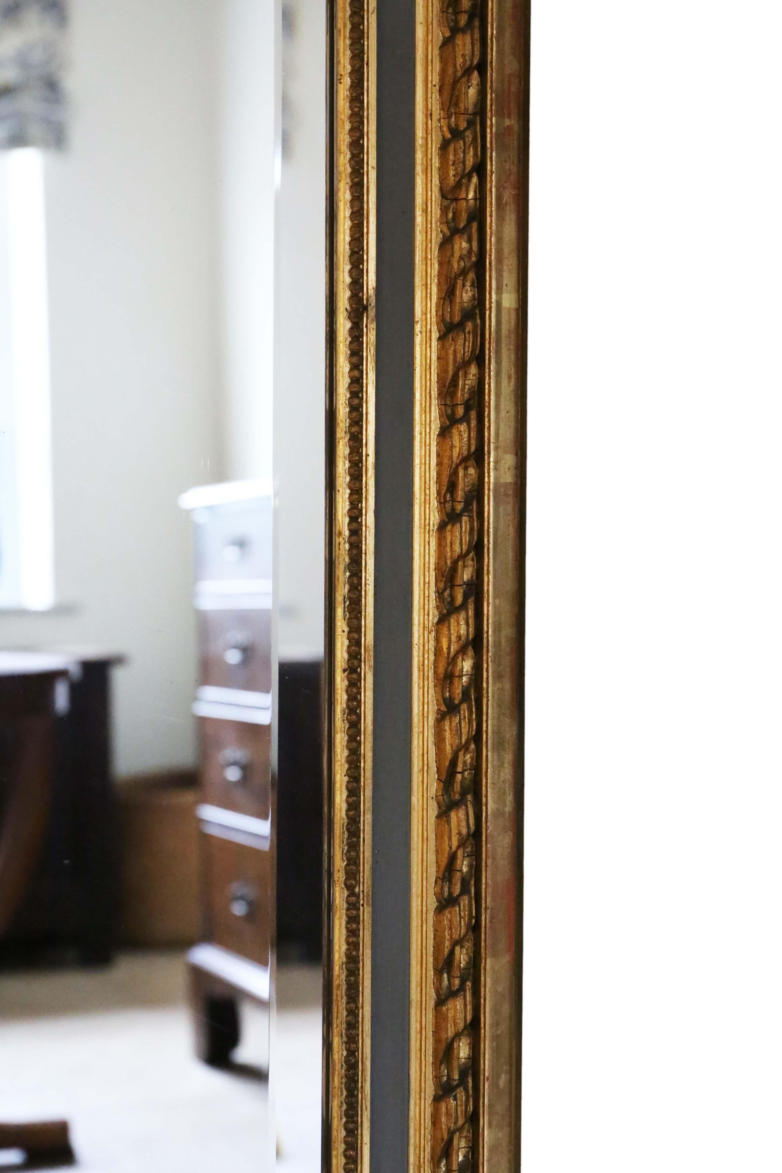 Giltwood Antique Large Quality Gilt Full Height Wall Mirror Trumeau 19th Century