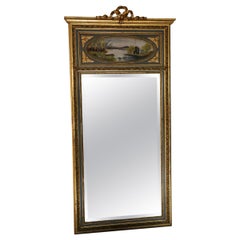 Antique Large Quality Gilt Full Height Wall Mirror Trumeau 19th Century