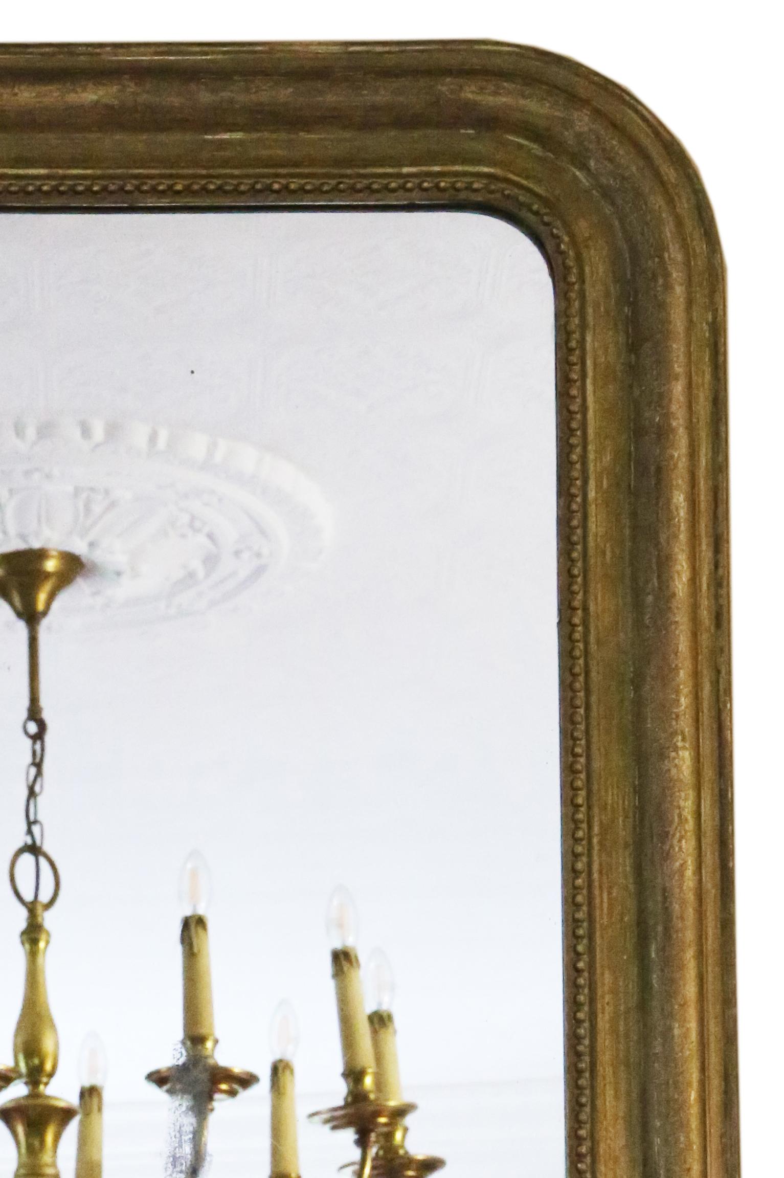 Antique large quality gilt wall or overmantle mirror late 19th Century In Distressed Condition For Sale In Wisbech, Cambridgeshire
