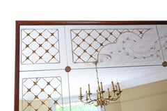 Antique Large Quality Italian Mahogany Chateau Overmantle / Wall Mirror c.1950