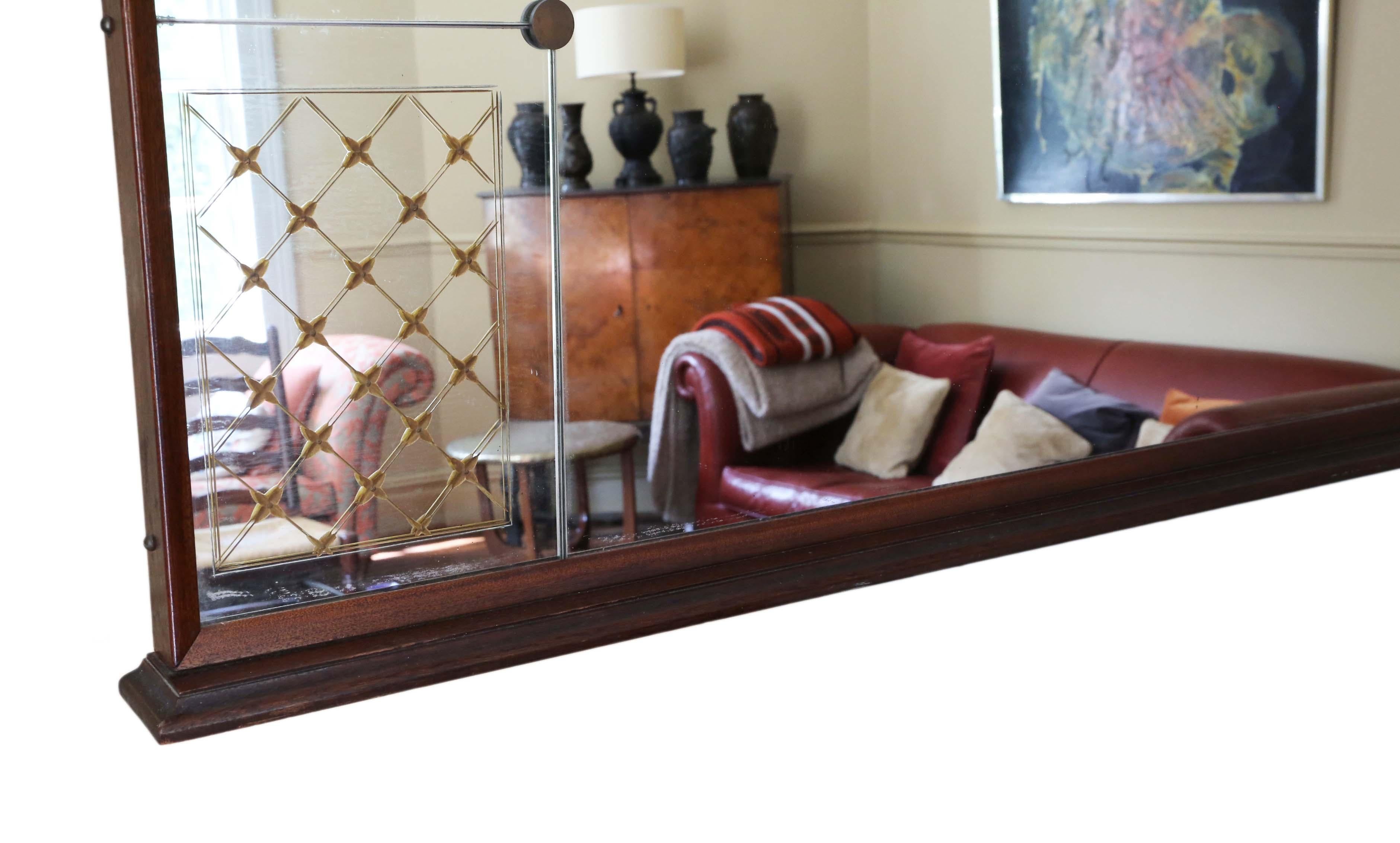 Antique Large Quality Italian Mahogany Chateau Overmantle / Wall Mirror c.1950 in vendita 1