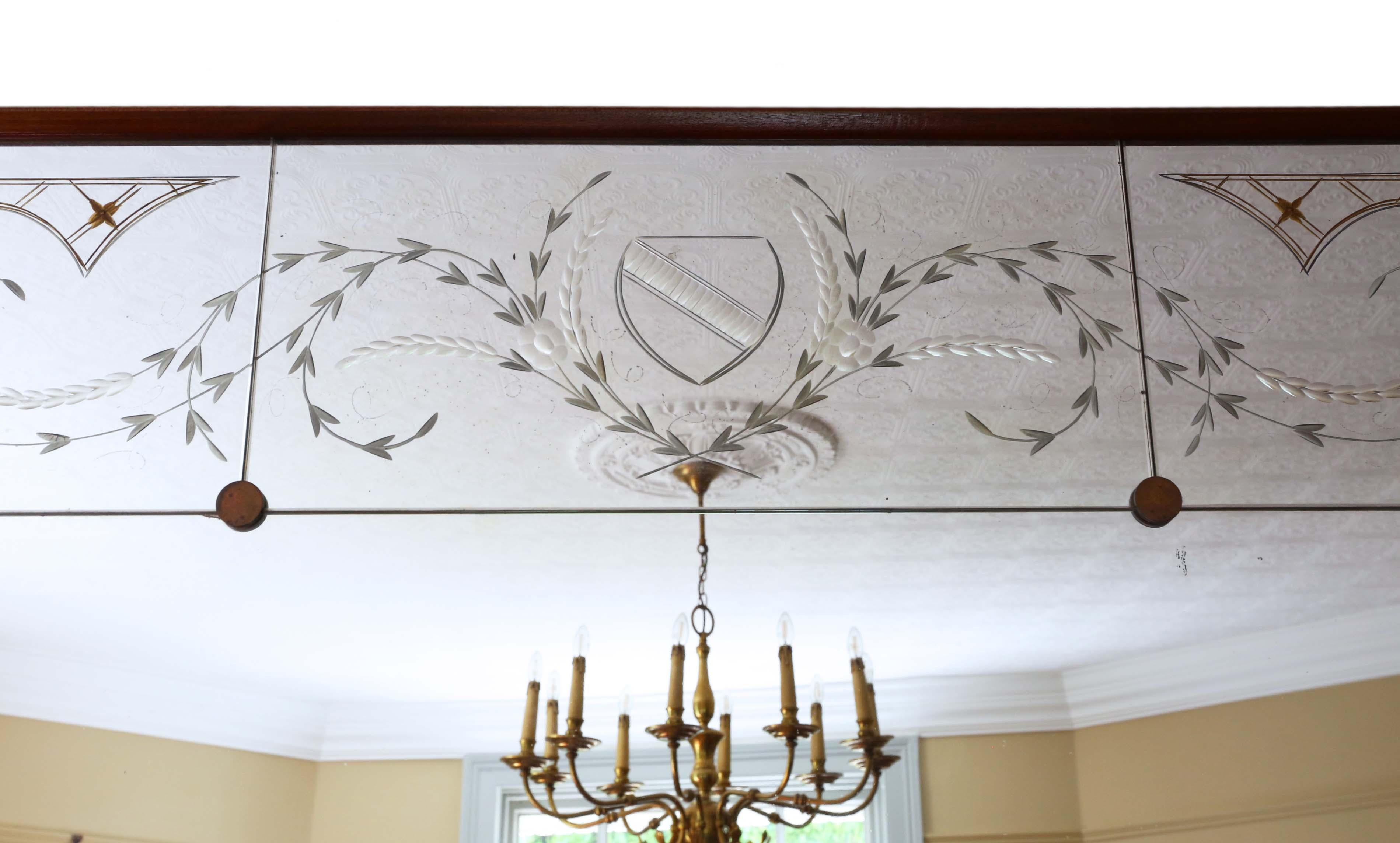 Antique Large Quality Italian Mahogany Chateau Overmantle / Wall Mirror c.1950 in vendita 2