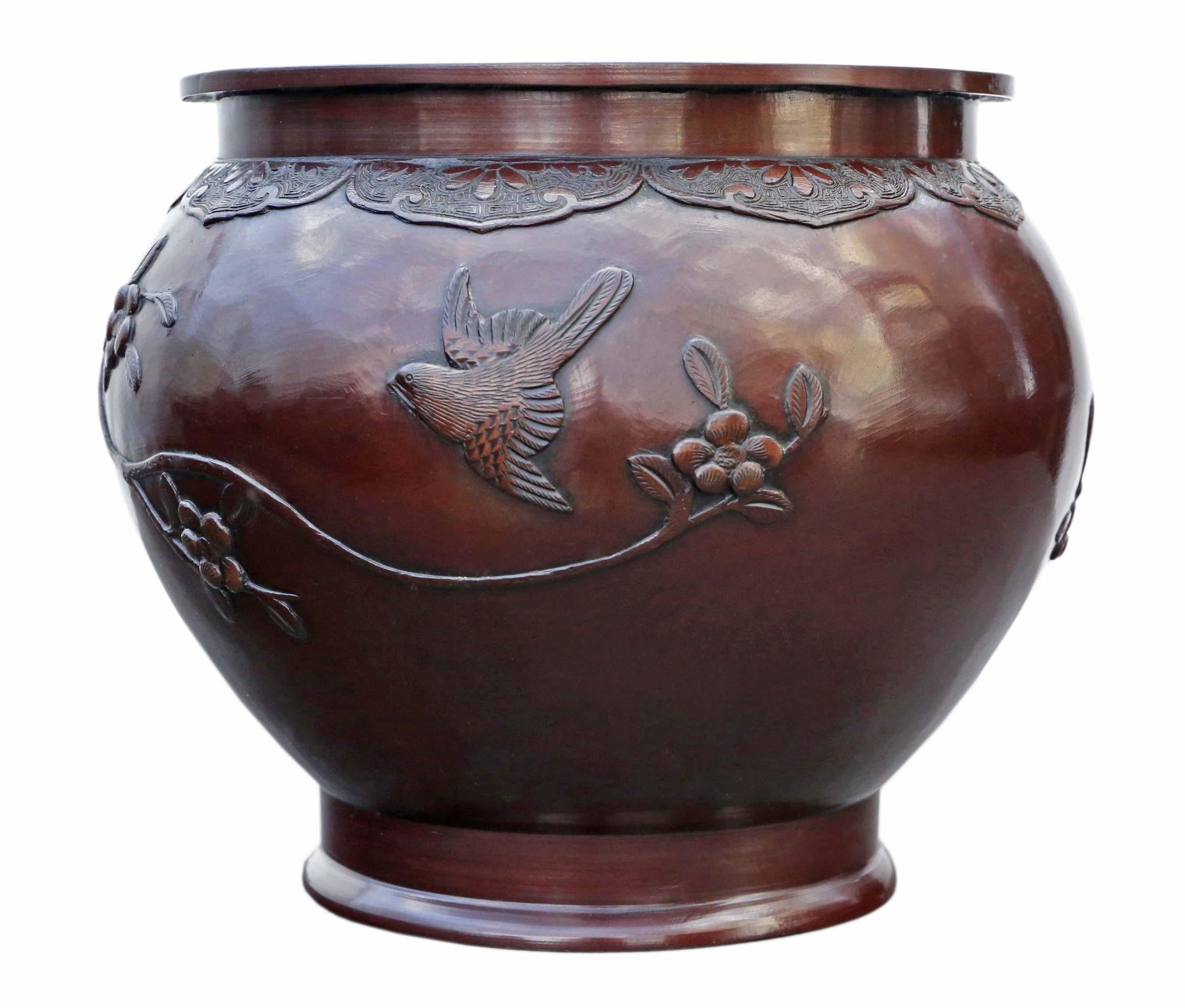 Antiquité Grande Qualité Orientale Japonaise Bronze Jardinière Bowl Censor Planter Me Bon état - En vente à Wisbech, Cambridgeshire