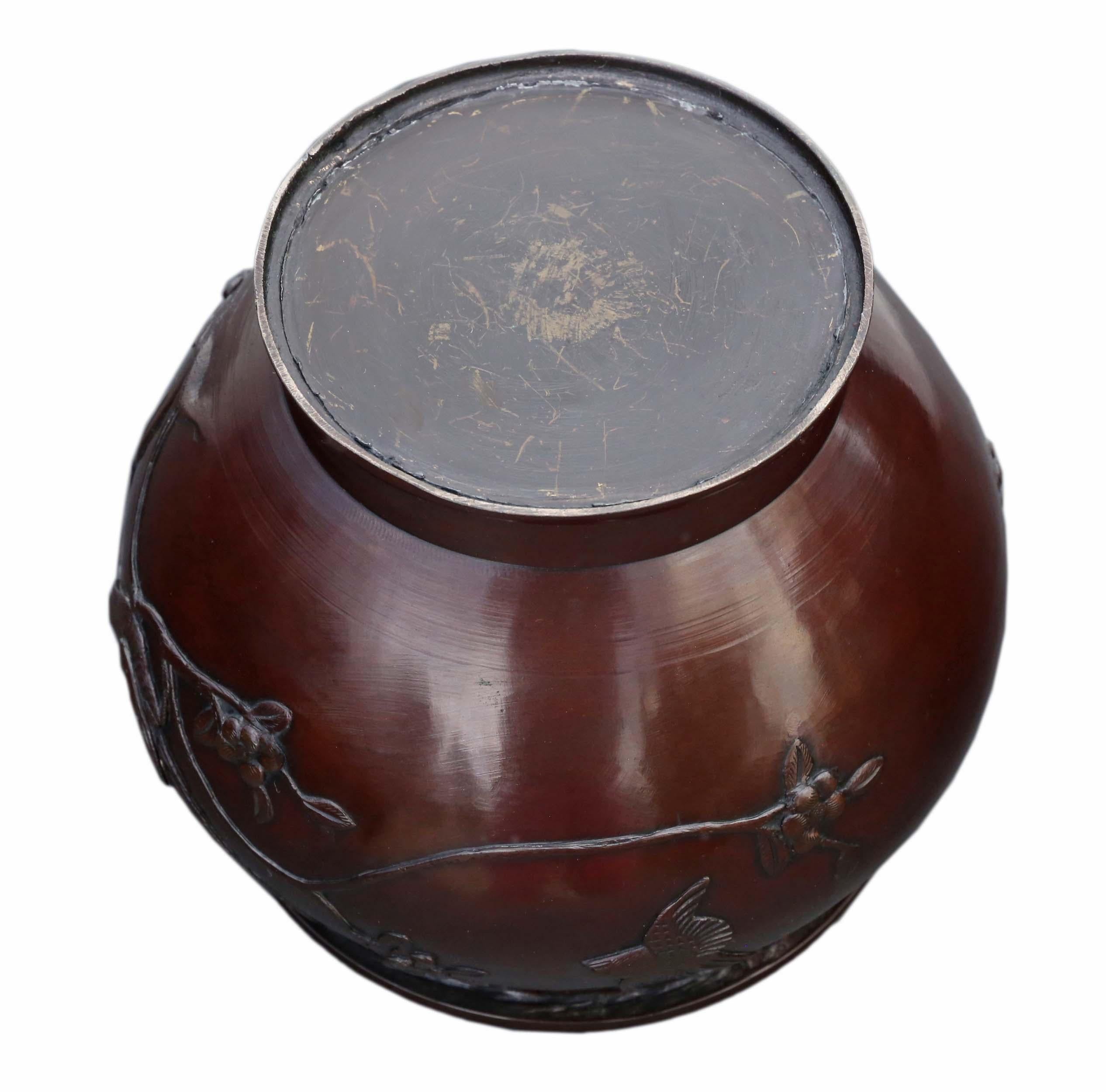 19th Century Antique Large Quality Oriental Japanese Bronze Jardinière Bowl Censor Planter Me For Sale