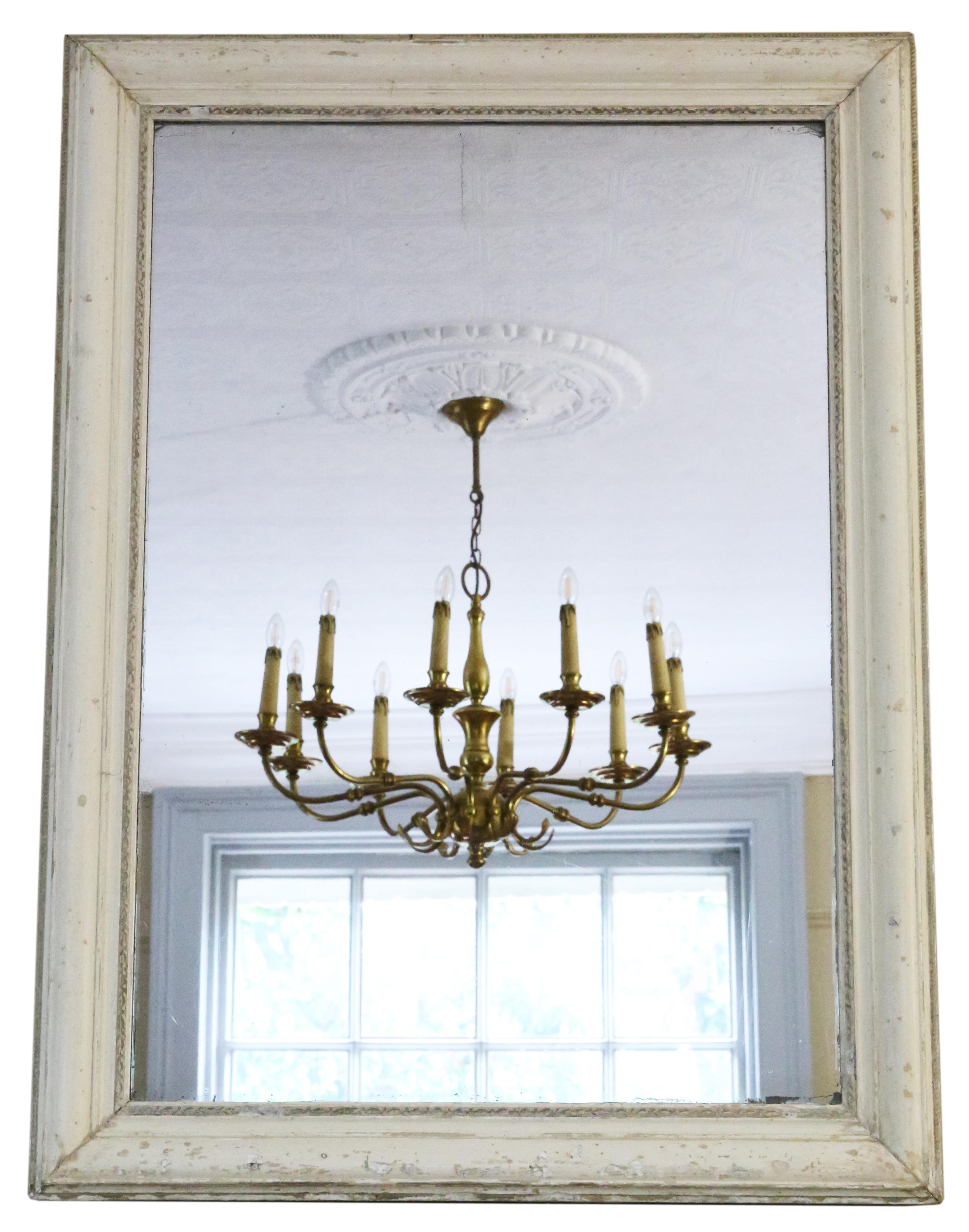 Antique large quality painted wall or overmantle mirror, 19th Century. Could be hung in portrait or landscape.

An impressive rare find, that would look amazing in the right location. No loose joints or woodworm.

The original mirrored glass has