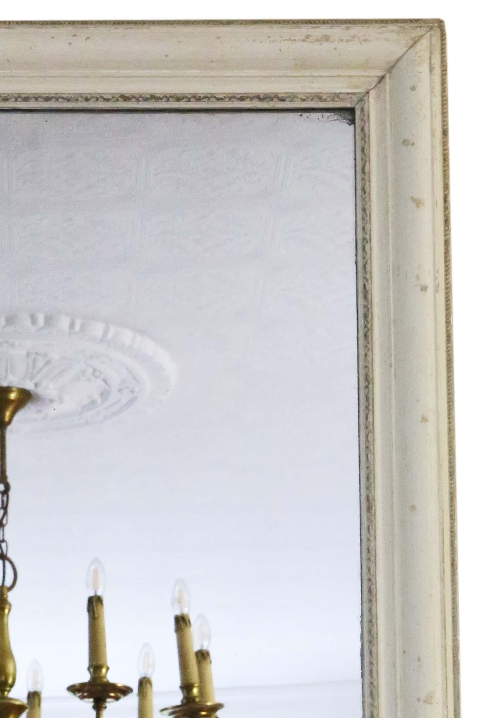 Glass Antique large quality painted wall or overmantle mirror 19th Century For Sale