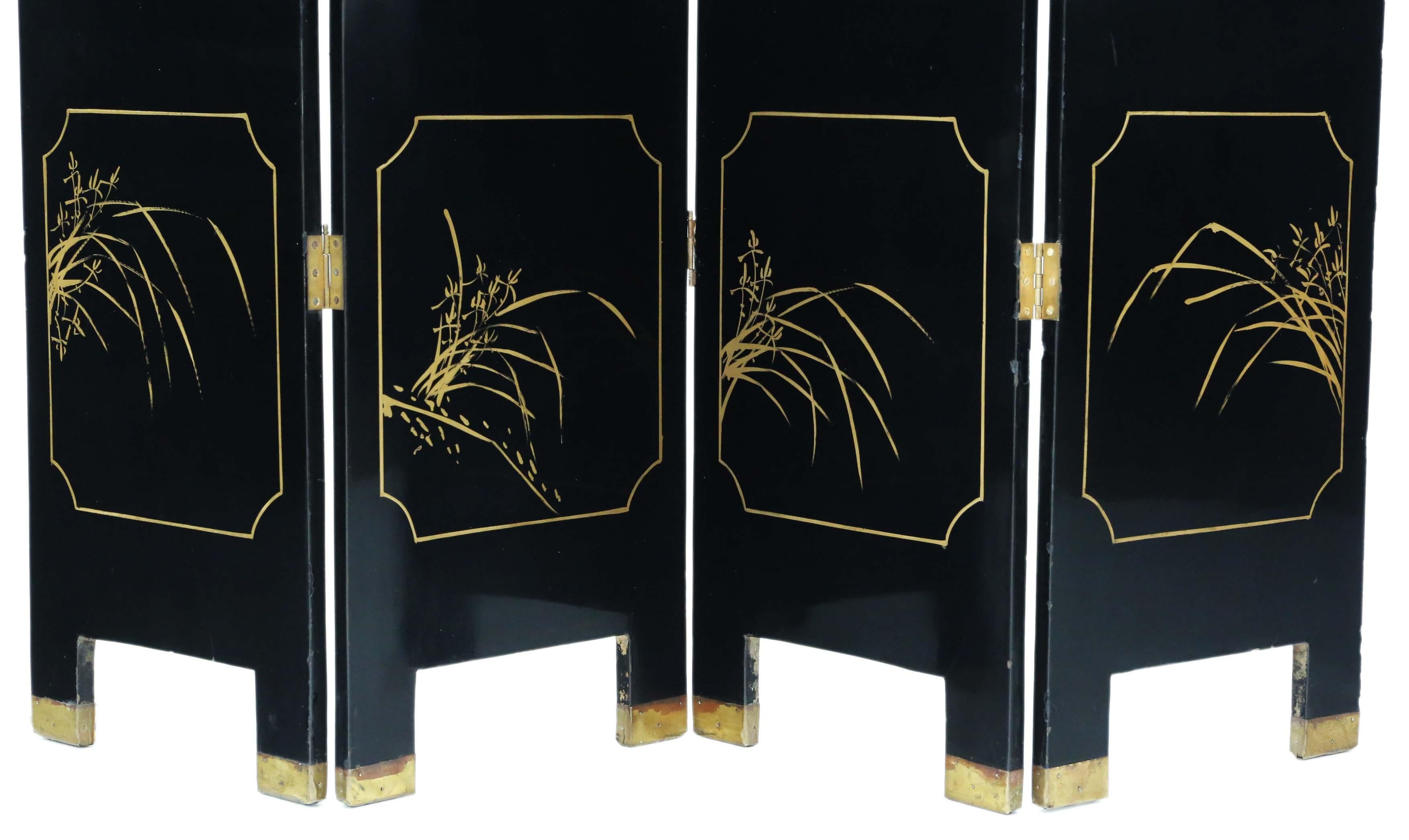 Antique Large Quality Victorian Chinoiserie C1900 Dressing Screen Room Divider 3