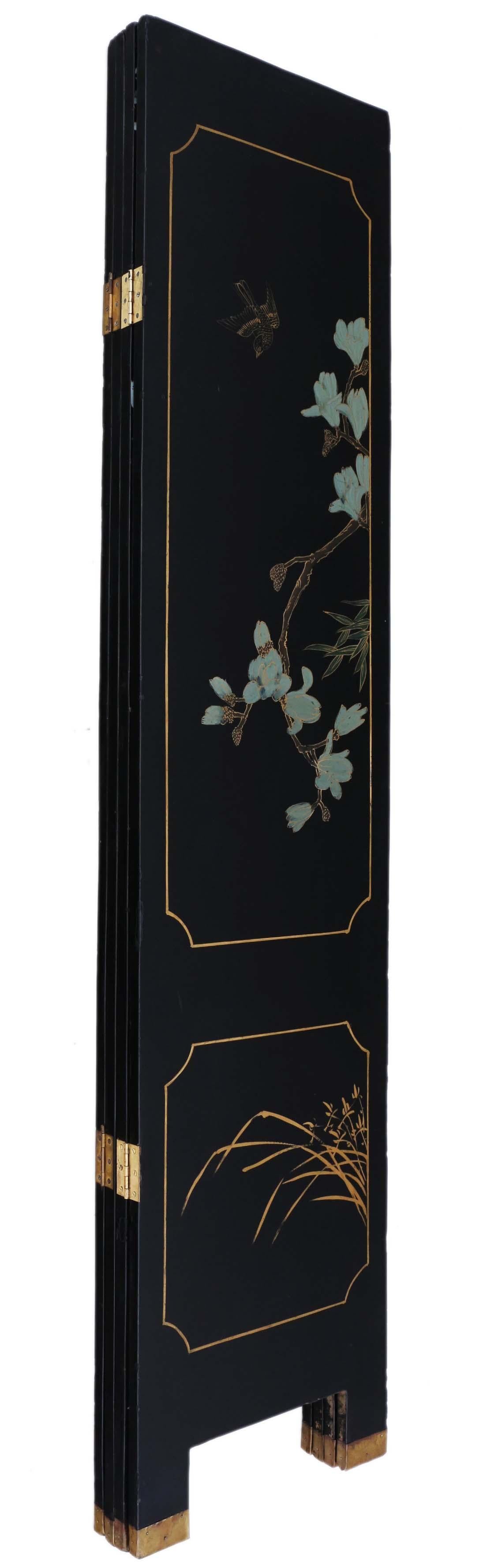 Antique Large Quality Victorian Chinoiserie C1900 Dressing Screen Room Divider For Sale 2