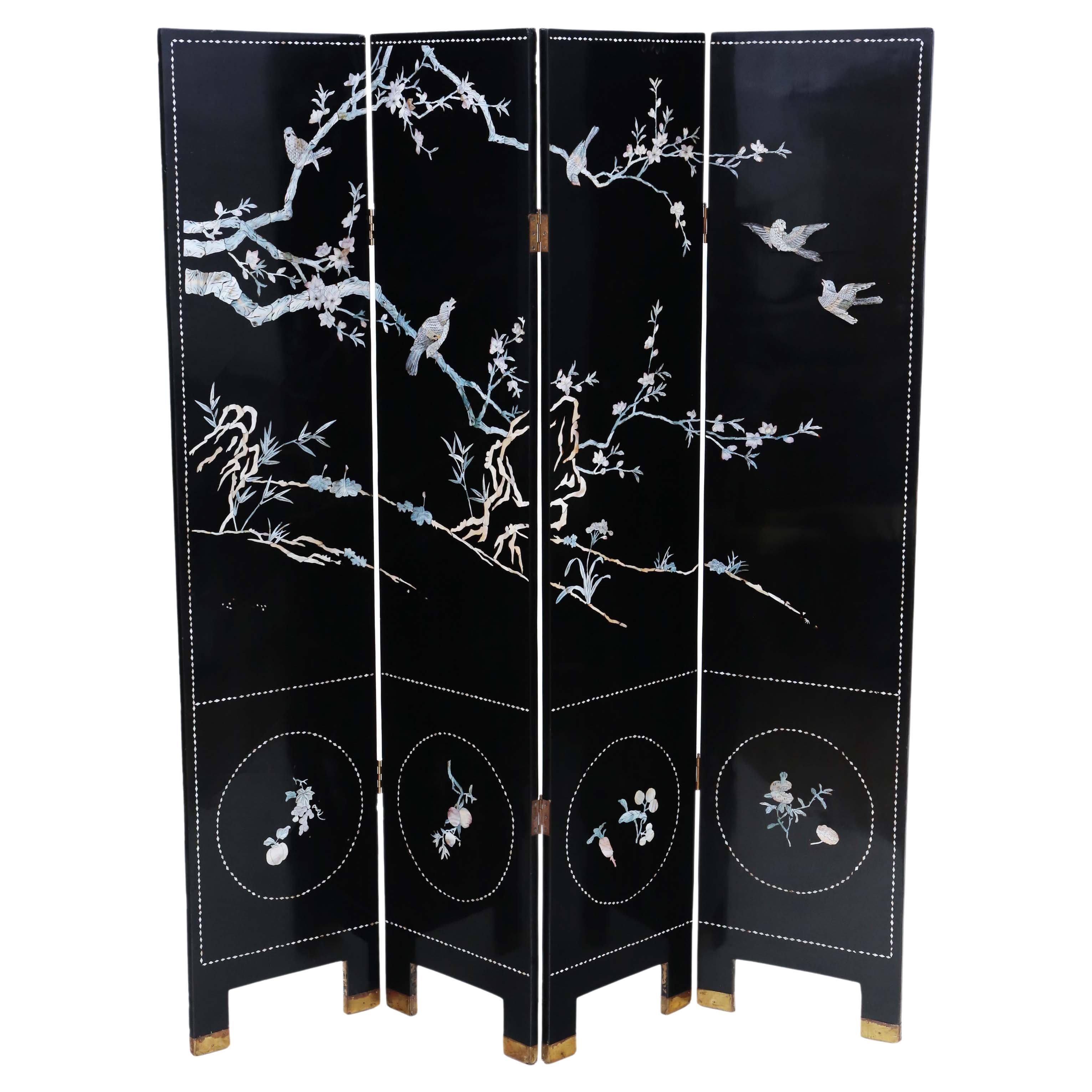 Antique Large Quality Victorian Chinoiserie C1900 Dressing Screen Room Divider For Sale