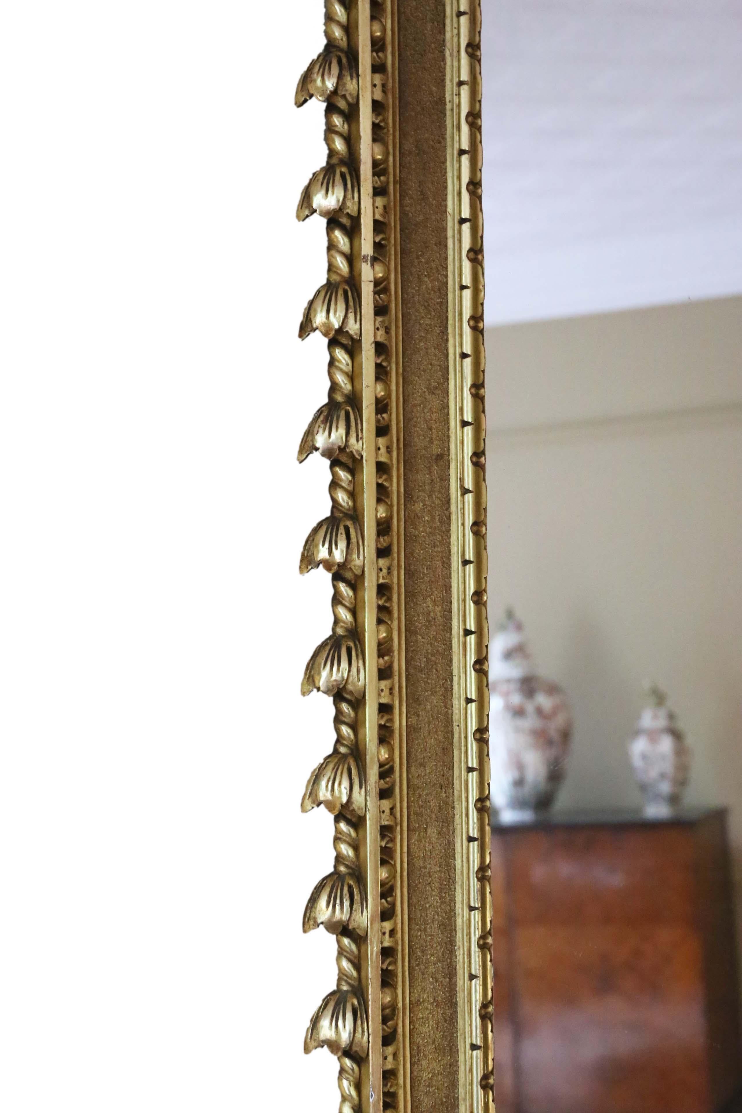 Giltwood Antique Large Rare Fine Quality Gilt Overmantle or Wall Mirror, circa 1900