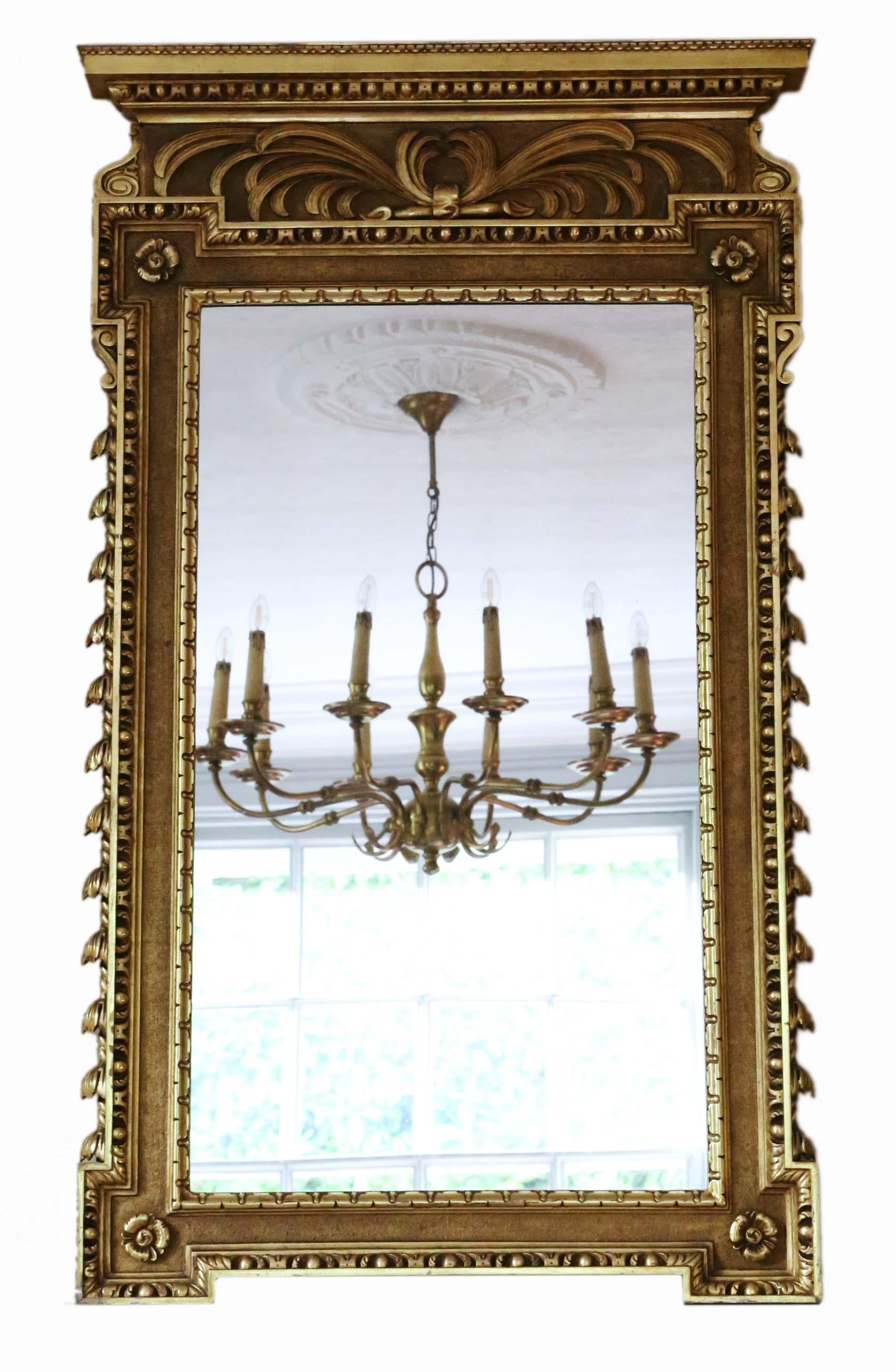 Antique Large Rare Fine Quality Gilt Overmantle or Wall Mirror, circa 1900 2