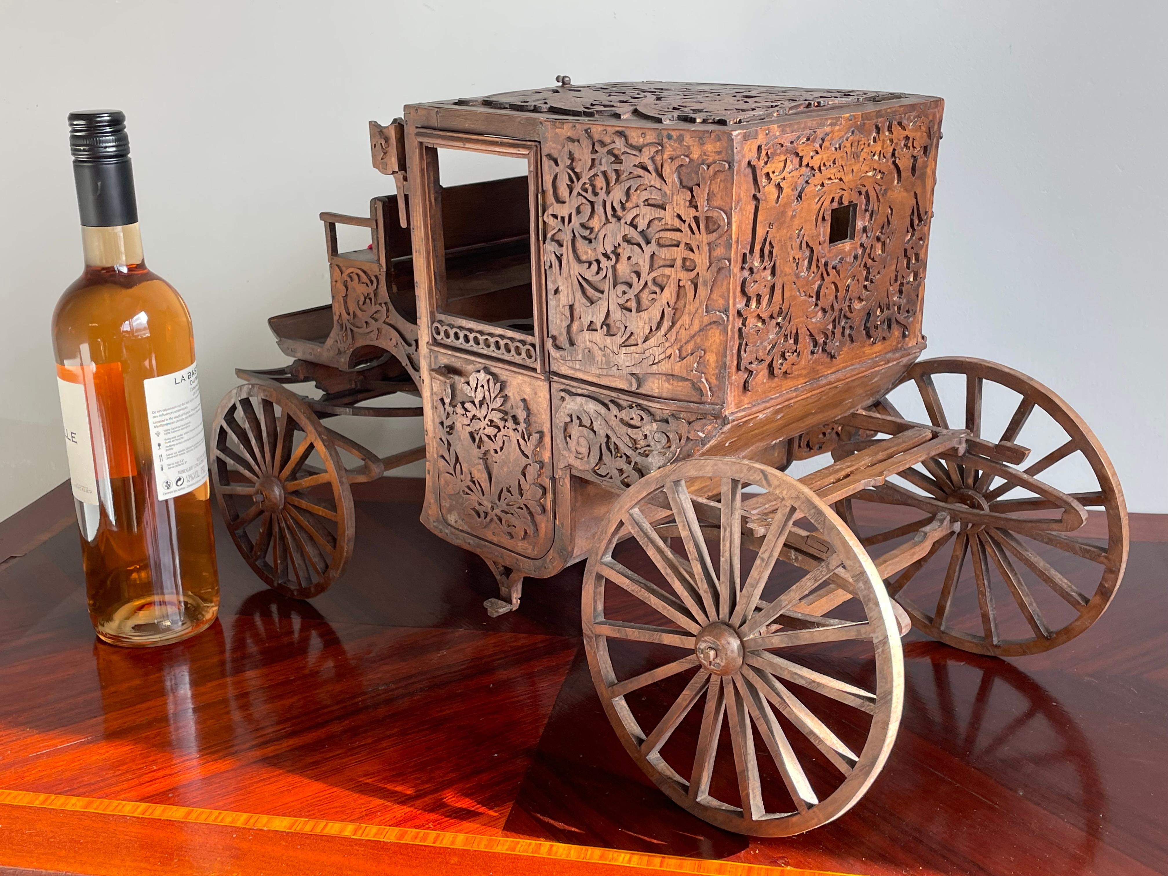 Antike große und seltene, späten 1800er Hand Crafted hölzernen Wagen Neuheit Zigarrenkiste im Angebot 2