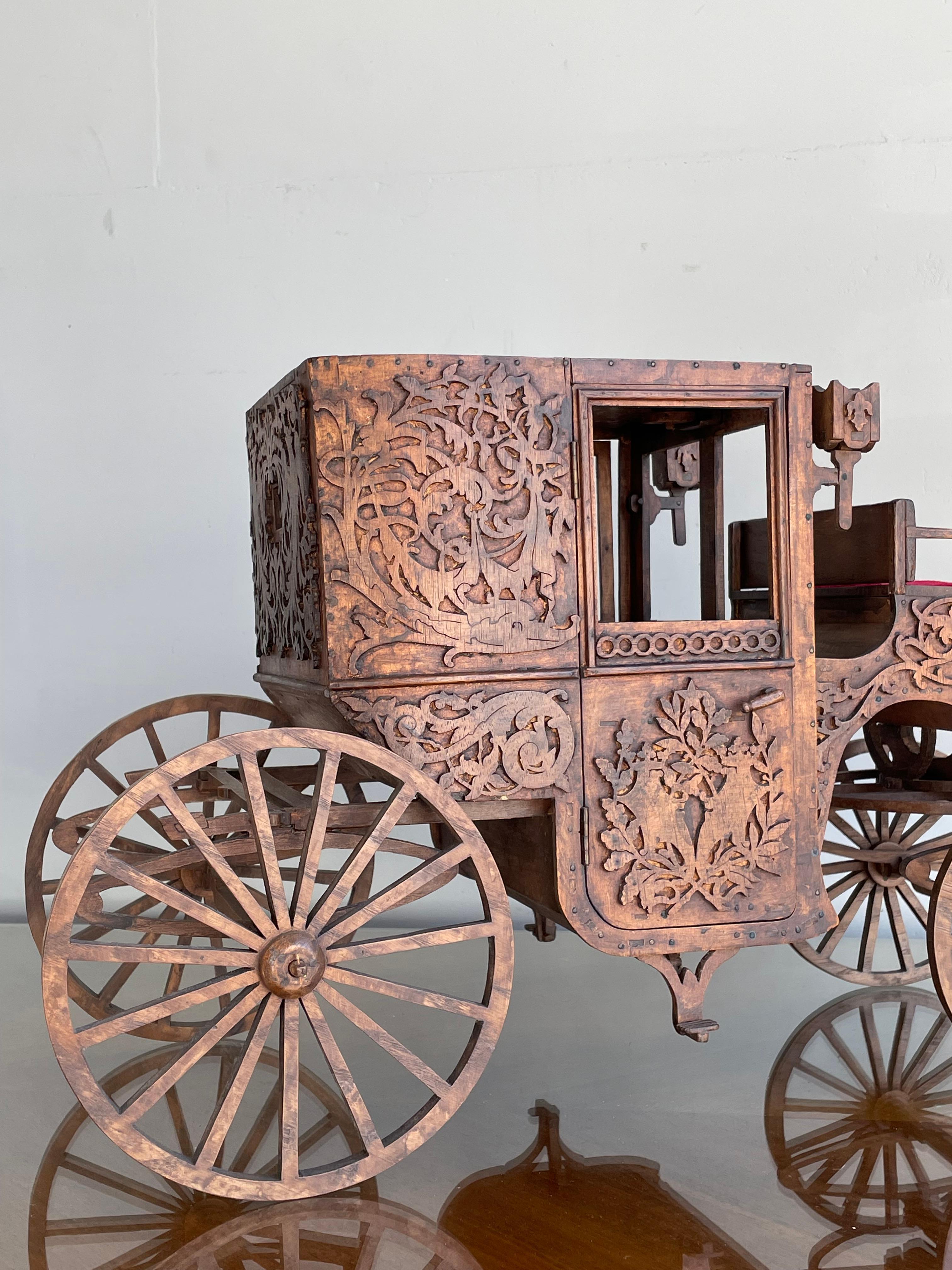 Antike große und seltene, späten 1800er Hand Crafted hölzernen Wagen Neuheit Zigarrenkiste im Angebot 4